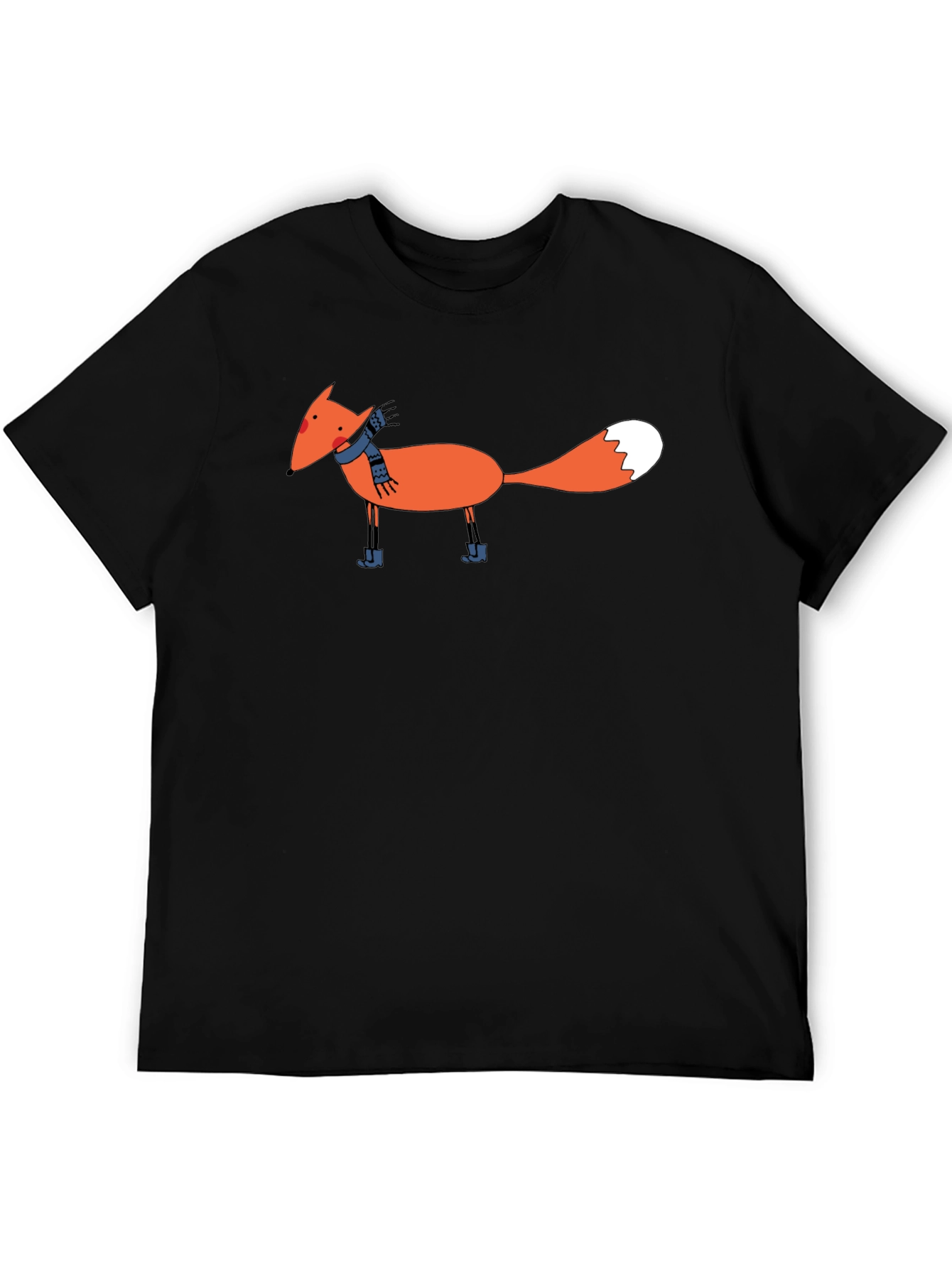 Cartoon Fox Graphic Black T-Shirt
