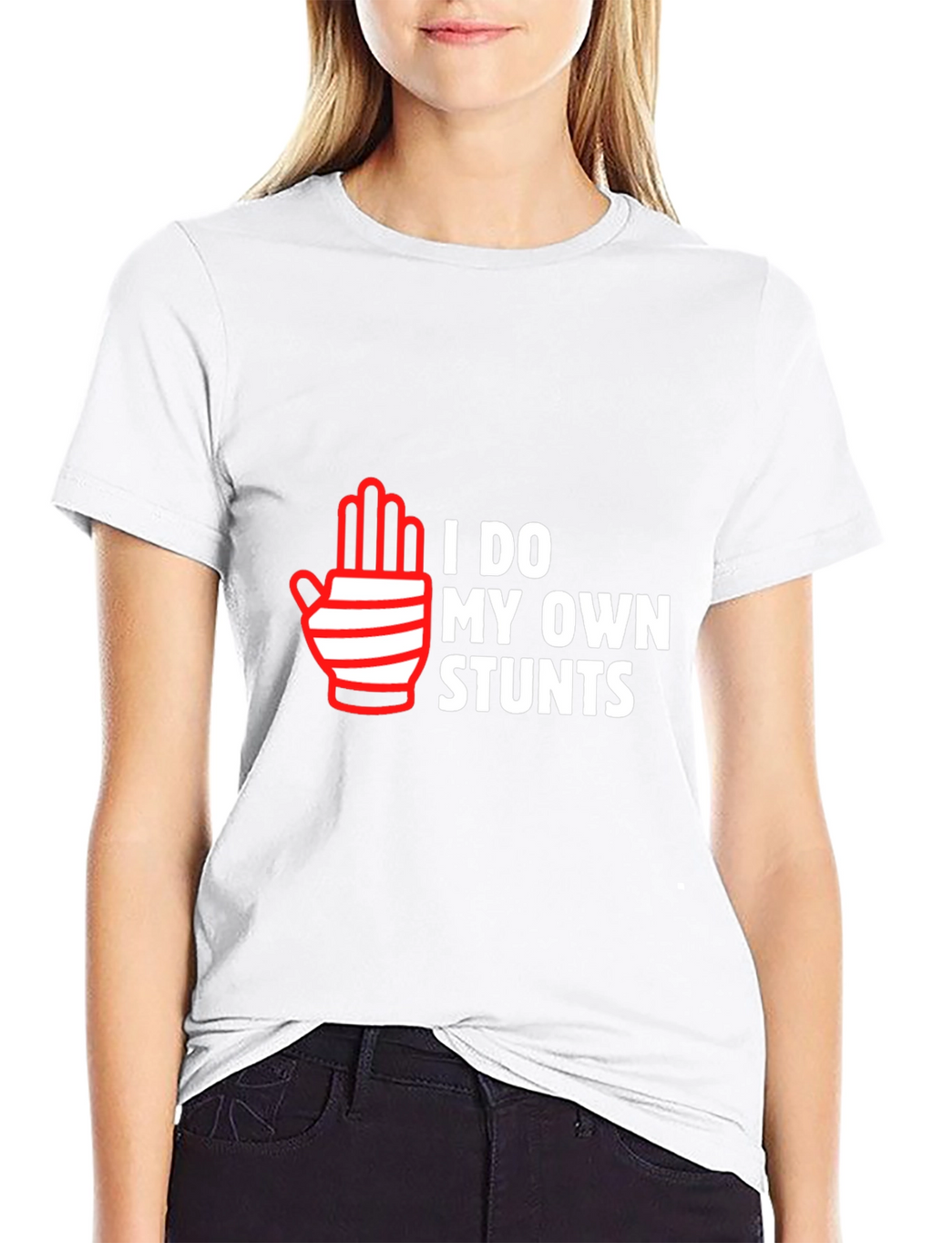 I Do My Own Stunts Black Graphic T-Shirt