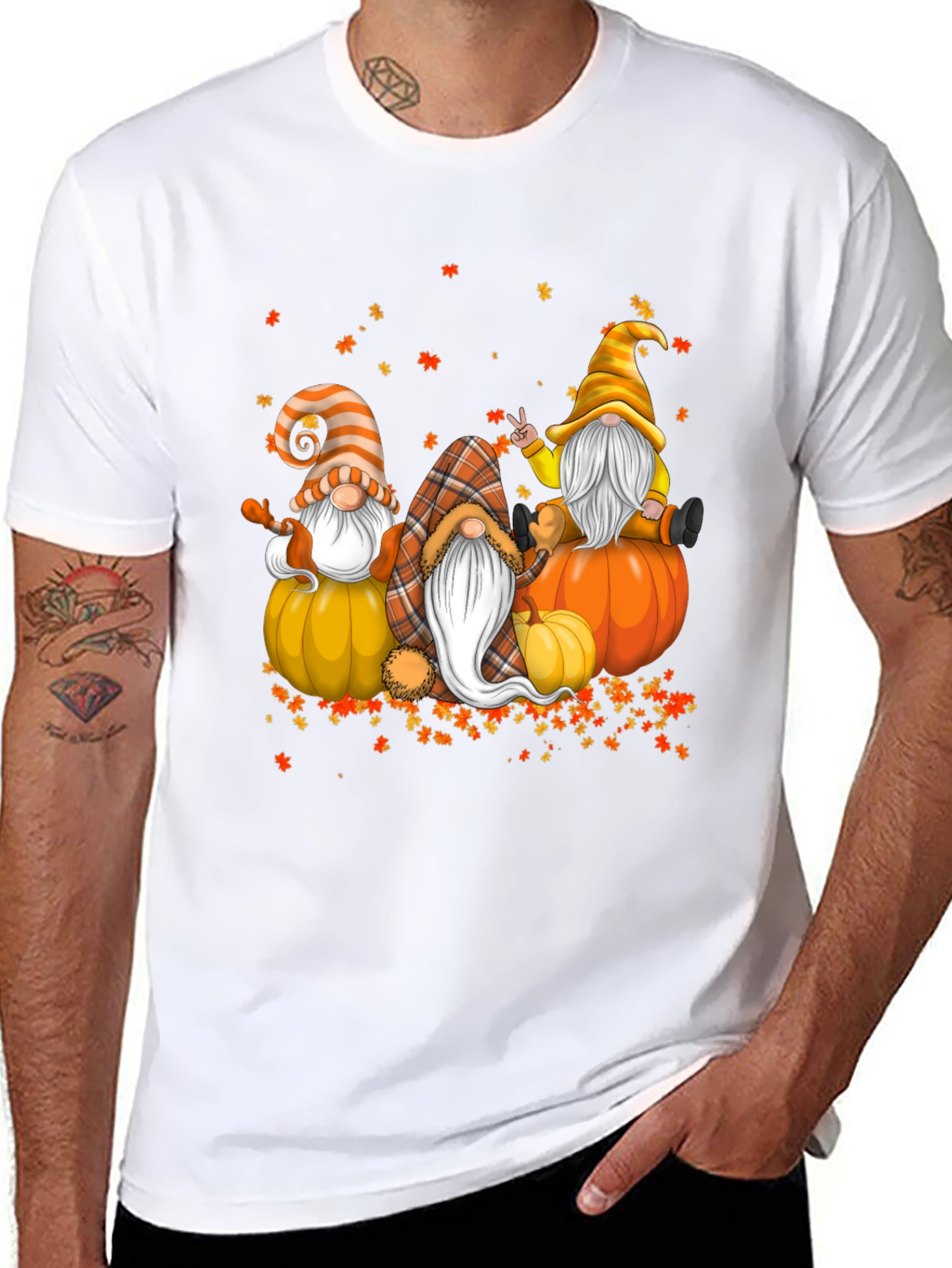 Fall Gnomes T-Shirt - Autumn Pumpkin Design