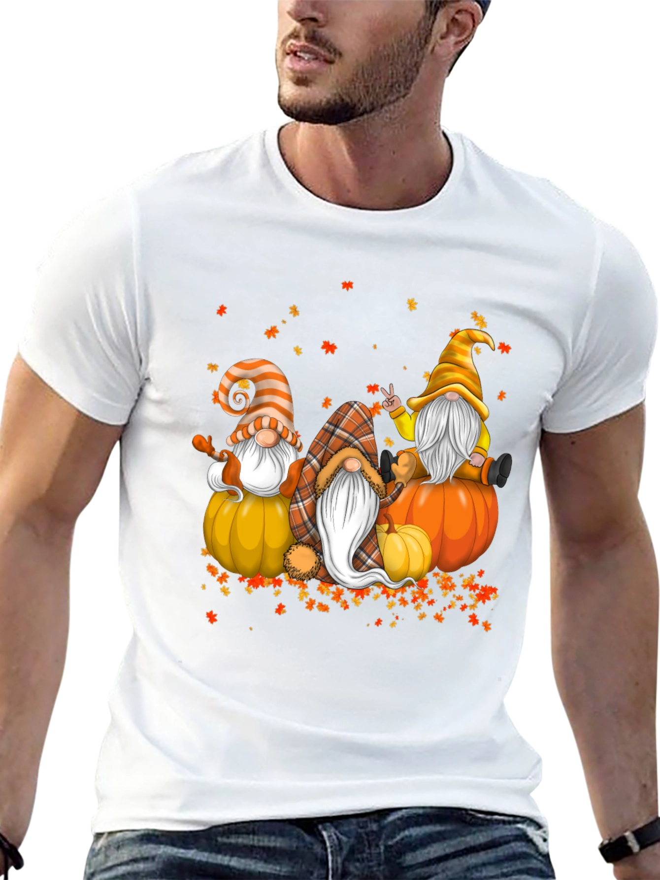 Fall Gnomes T-Shirt - Autumn Pumpkin Design