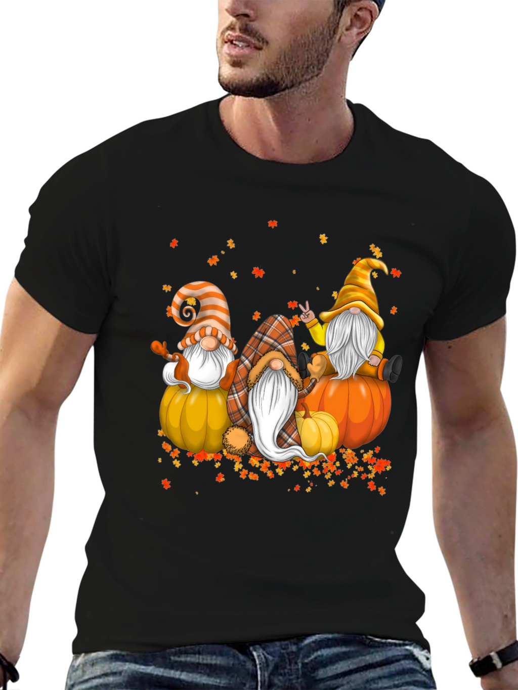Fall Gnomes T-Shirt - Autumn Pumpkin Design