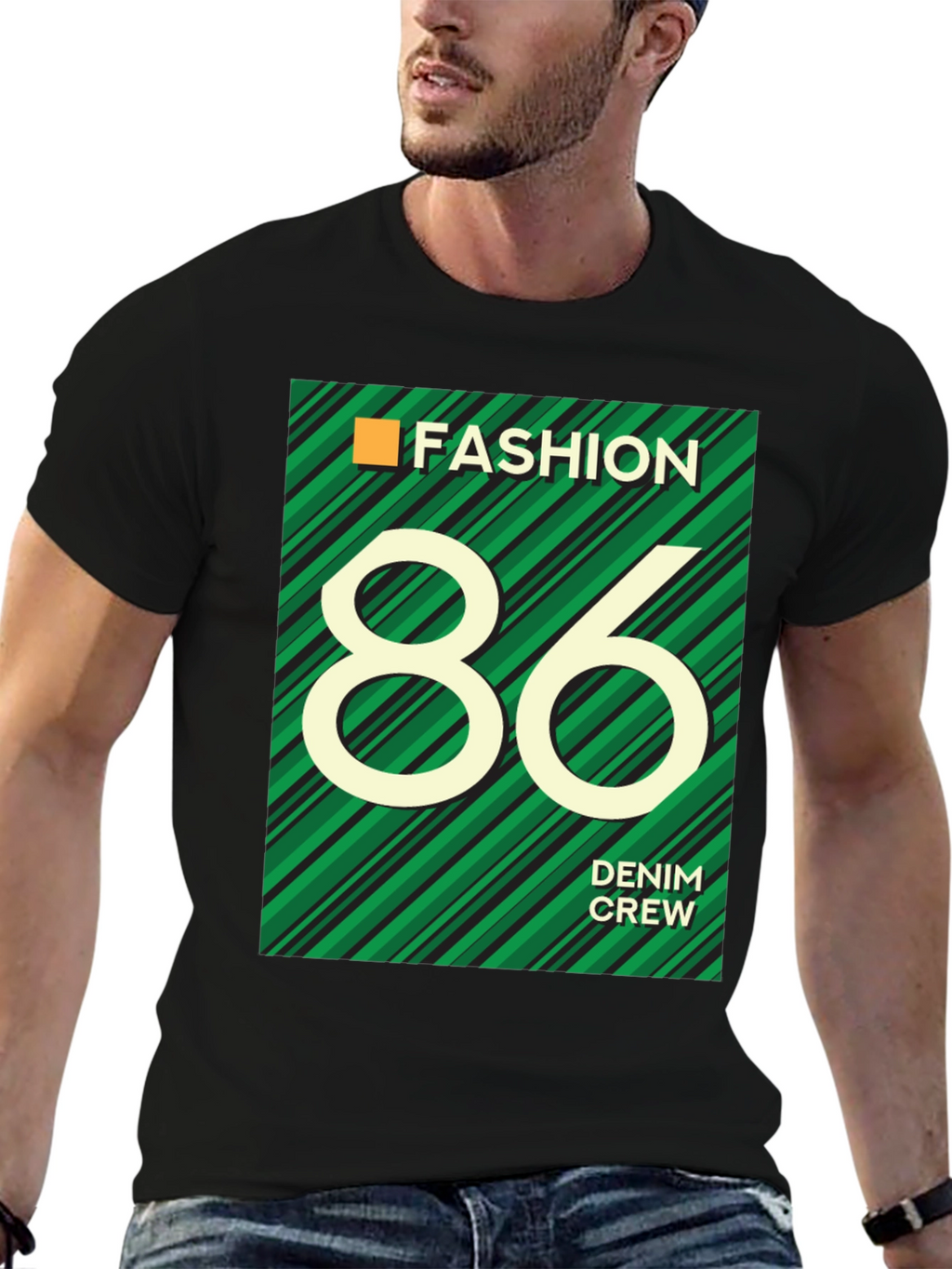 Fashion 86 Denim Crew Graphic T-Shirt