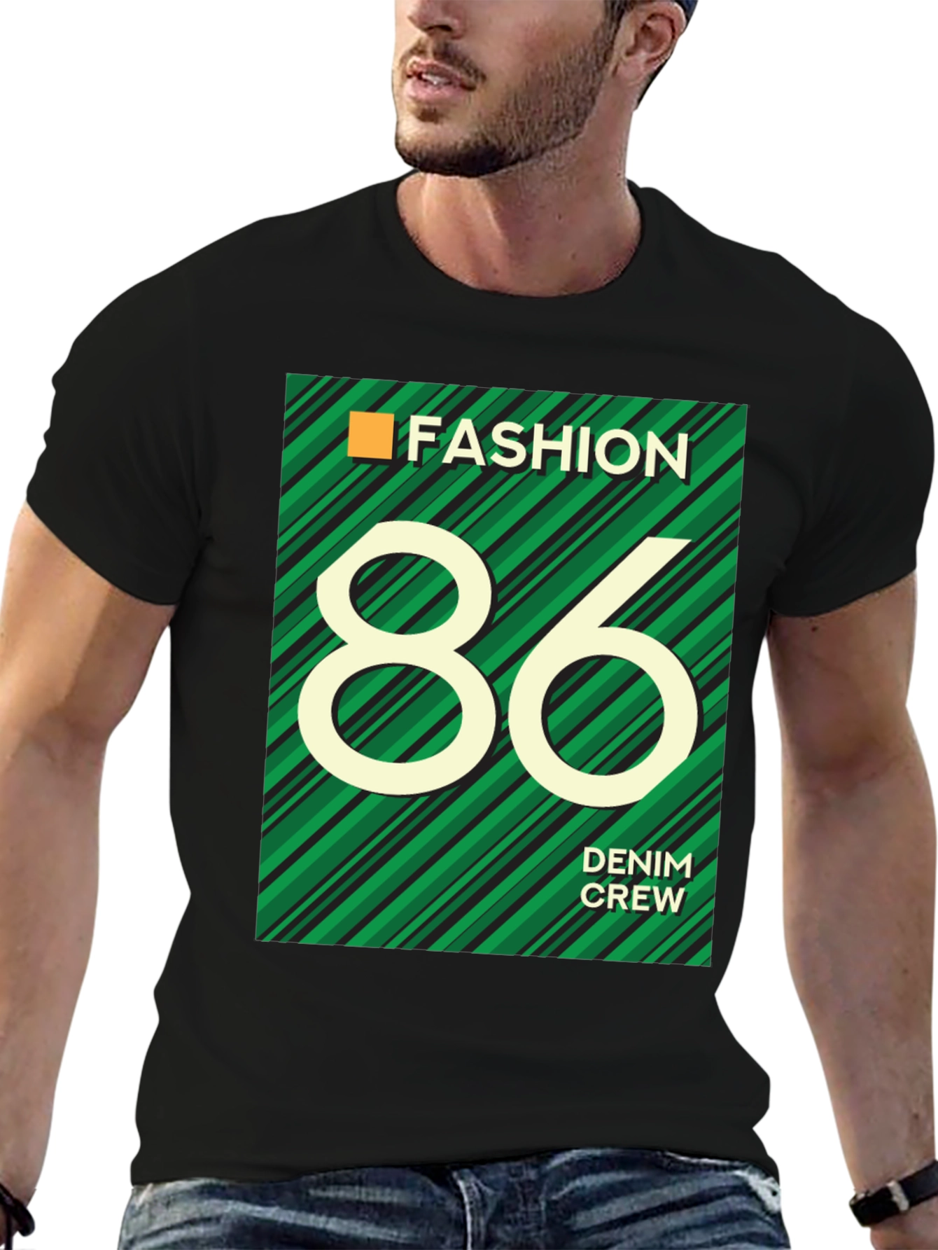 Fashion 86 Denim Crew Graphic T-Shirt