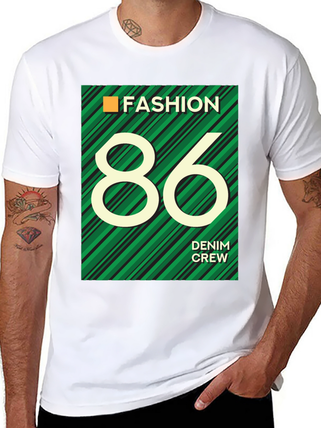Fashion 86 Denim Crew Graphic T-Shirt