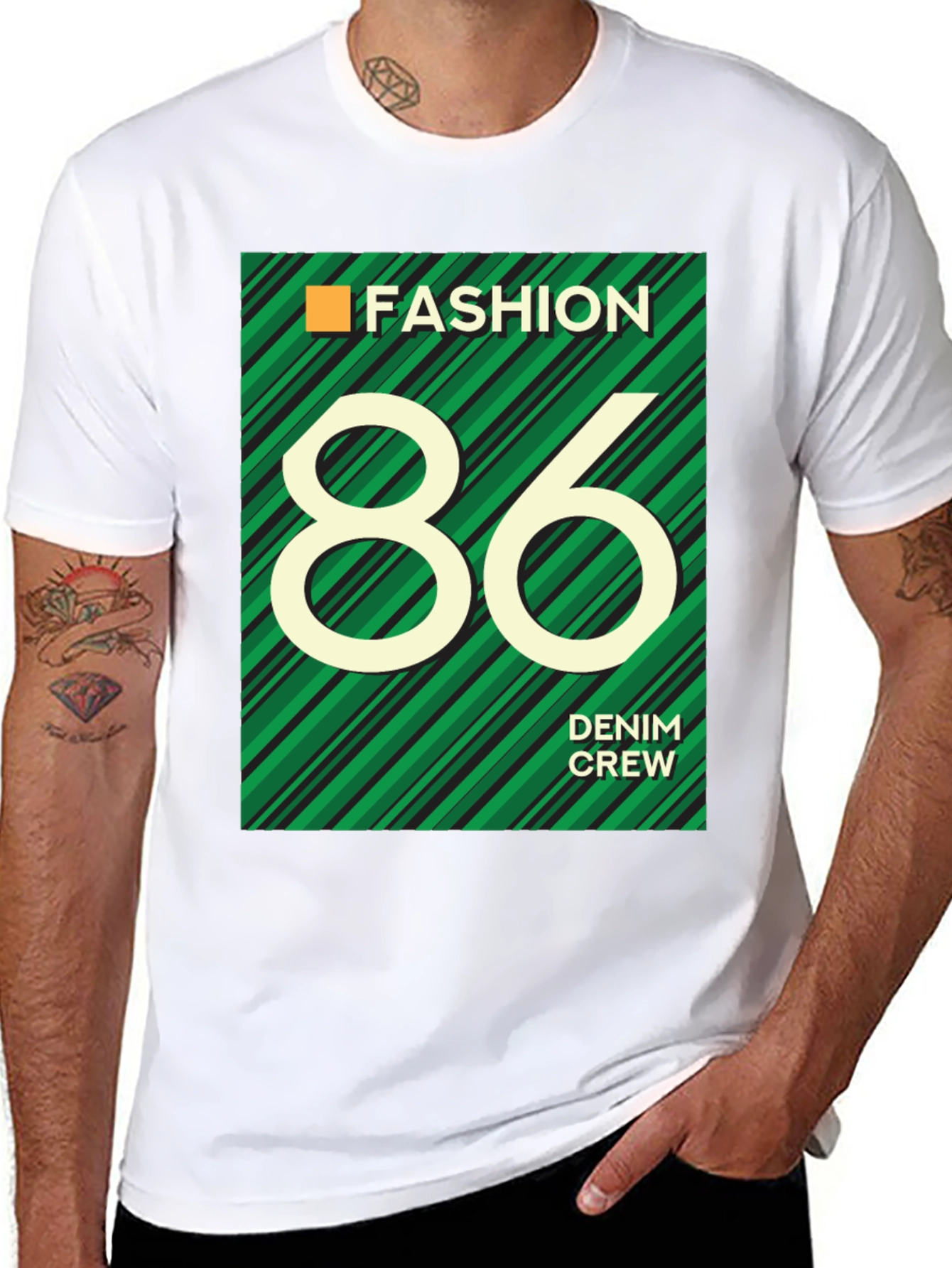 Fashion 86 Denim Crew Graphic T-Shirt