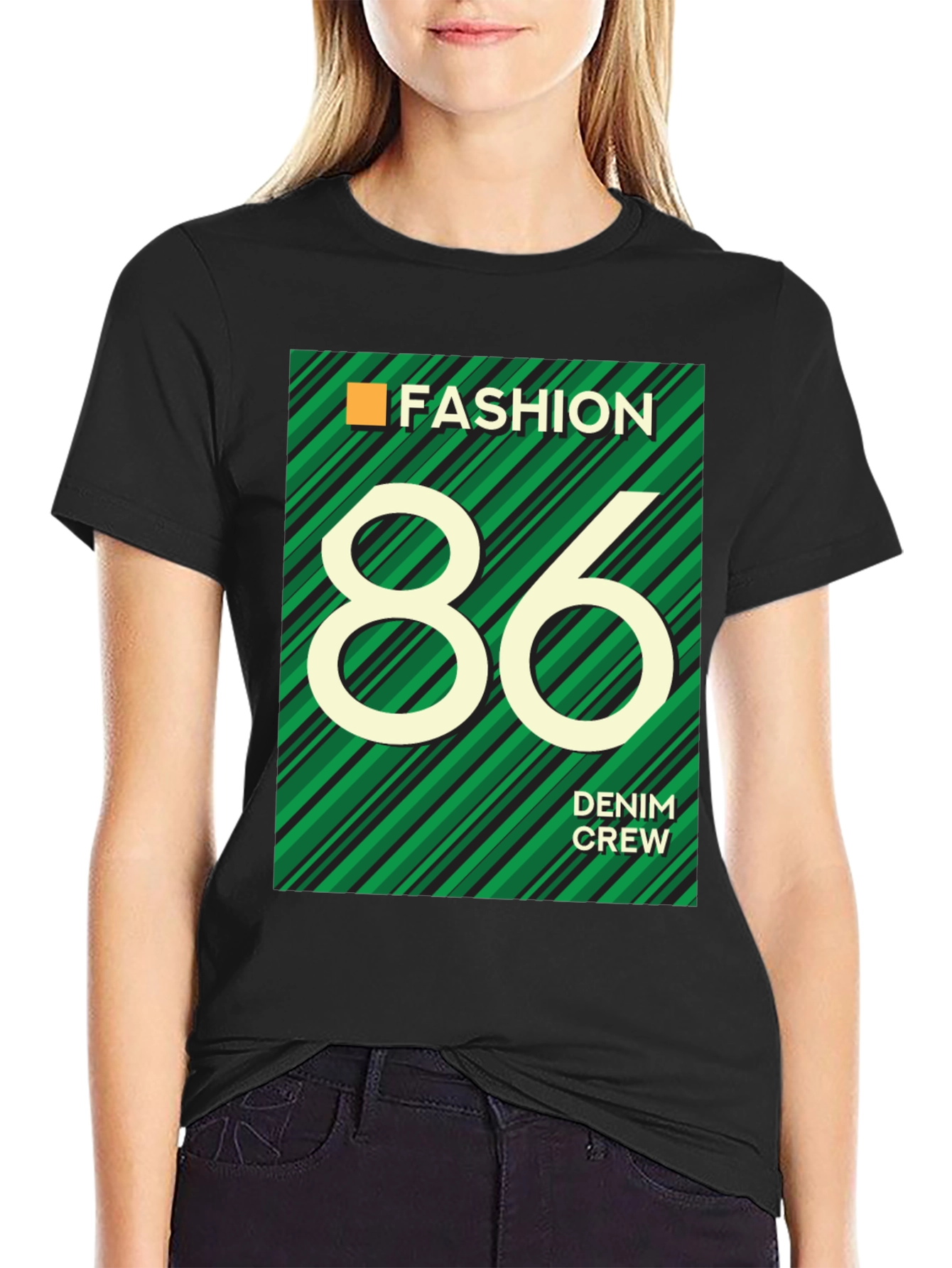 Fashion 86 Denim Crew Graphic T-Shirt