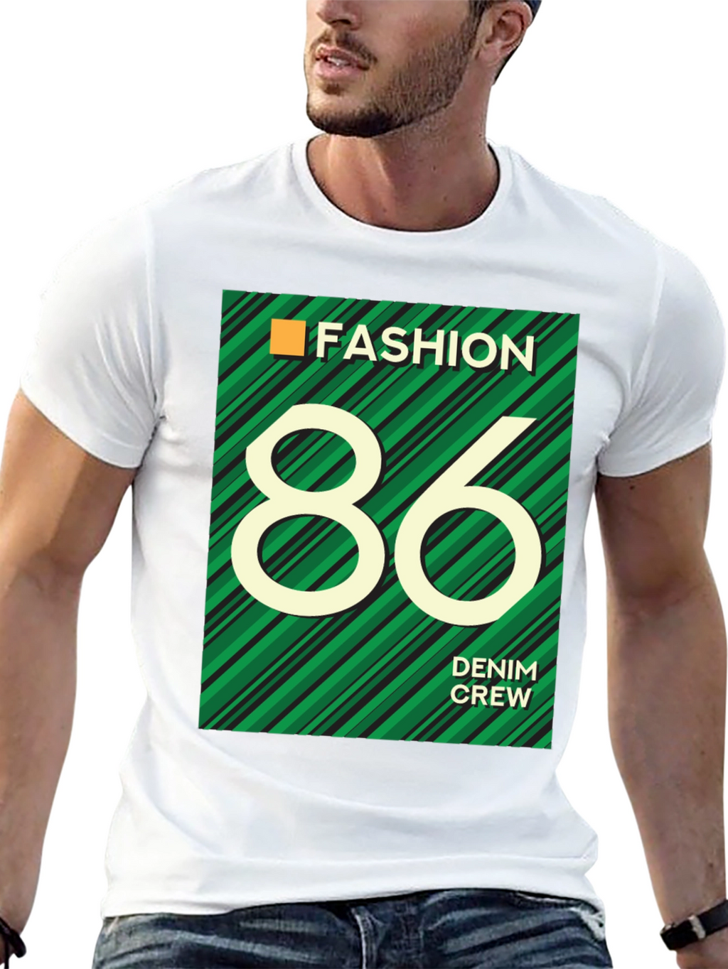 Fashion 86 Denim Crew Graphic T-Shirt