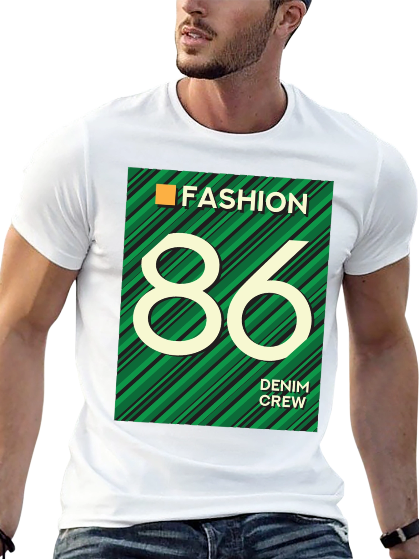 Fashion 86 Denim Crew Graphic T-Shirt