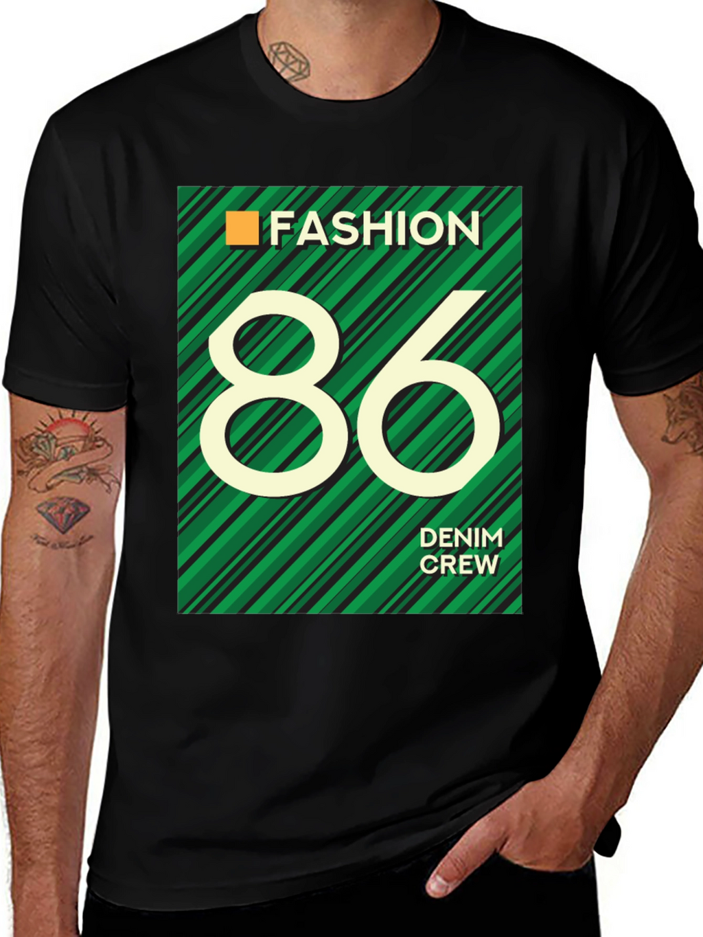 Fashion 86 Denim Crew Graphic T-Shirt