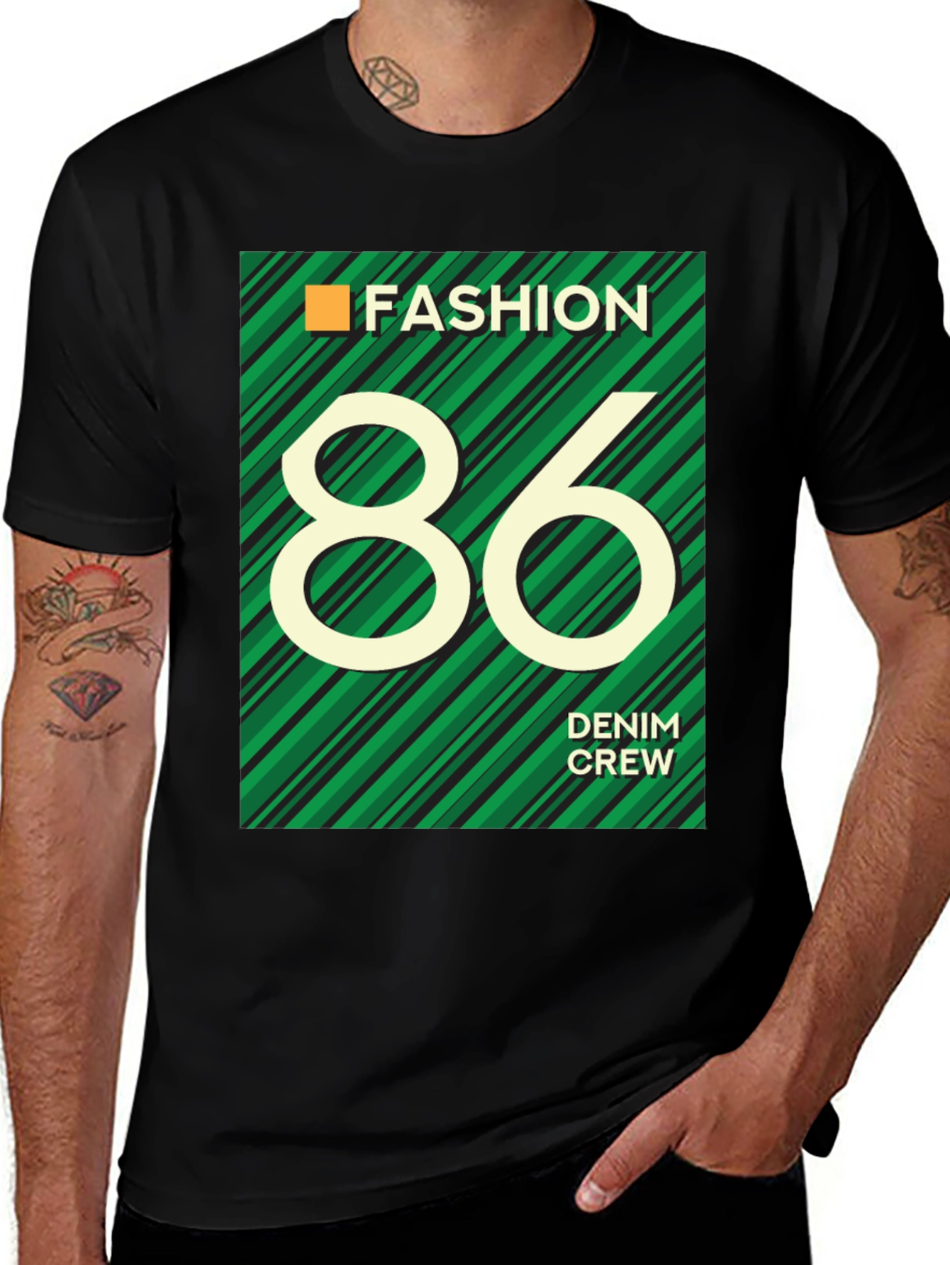 Fashion 86 Denim Crew Graphic T-Shirt