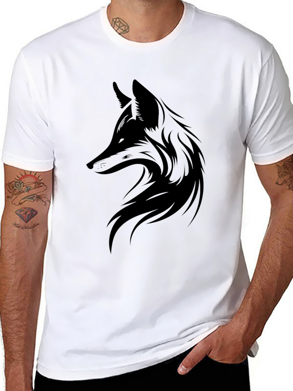 Mens Black Fox Graphic Tee - Stylish Casual Wear