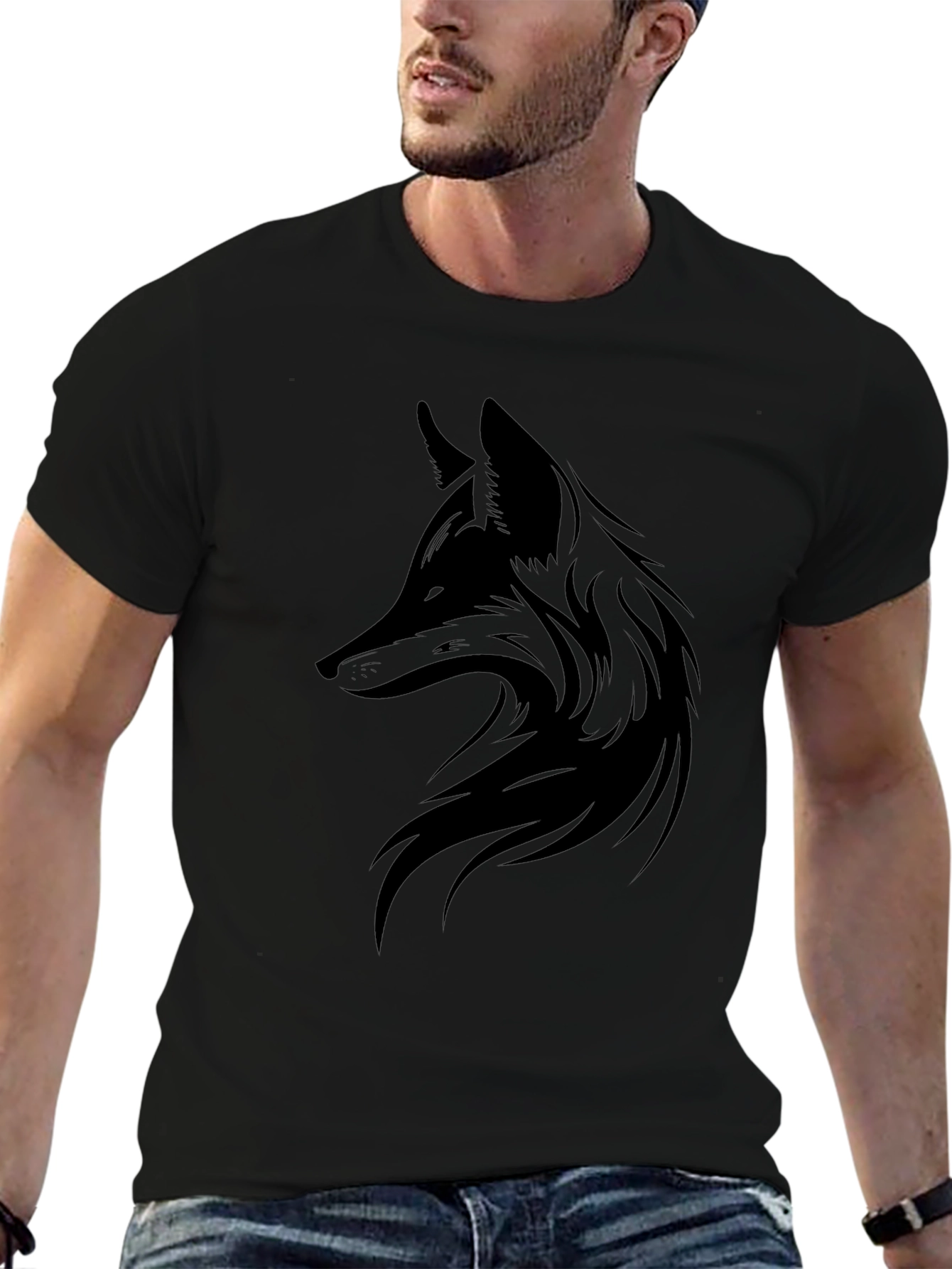Mens Black Fox Graphic Tee - Stylish Casual Wear