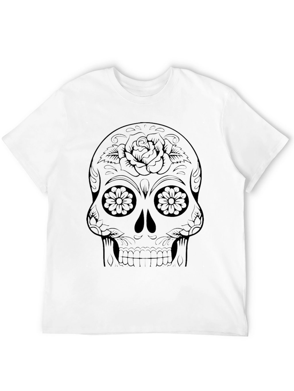 Sugar Skull Graphic Tee - Black Cotton T-Shirt
