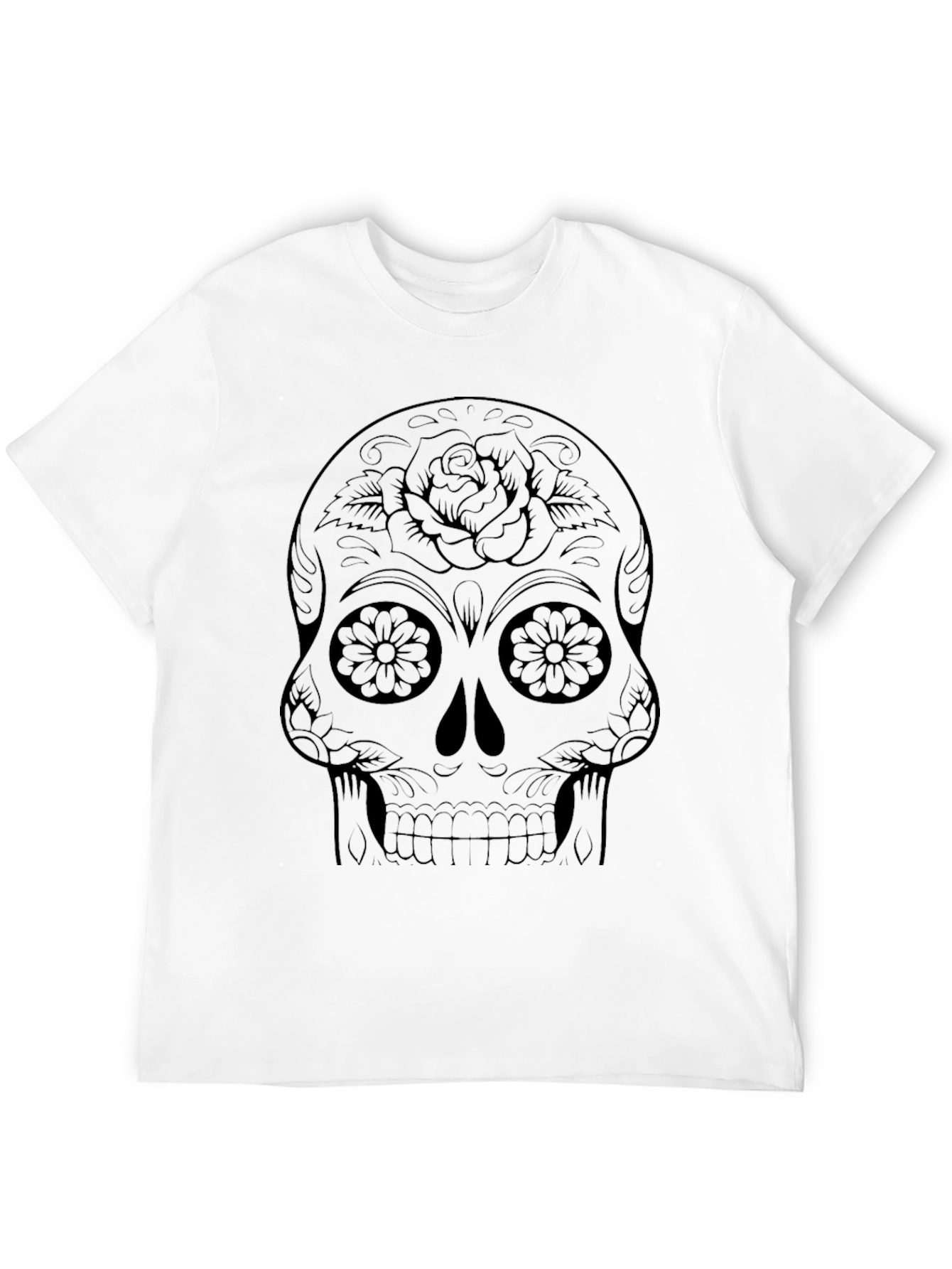 Sugar Skull Graphic Tee - Black Cotton T-Shirt