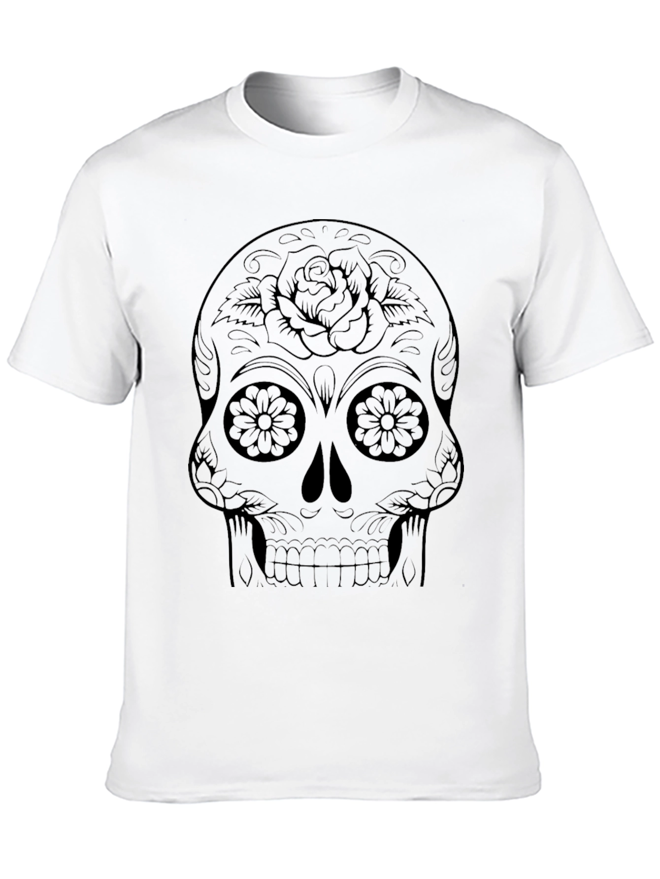 Sugar Skull Graphic Tee - Black Cotton T-Shirt