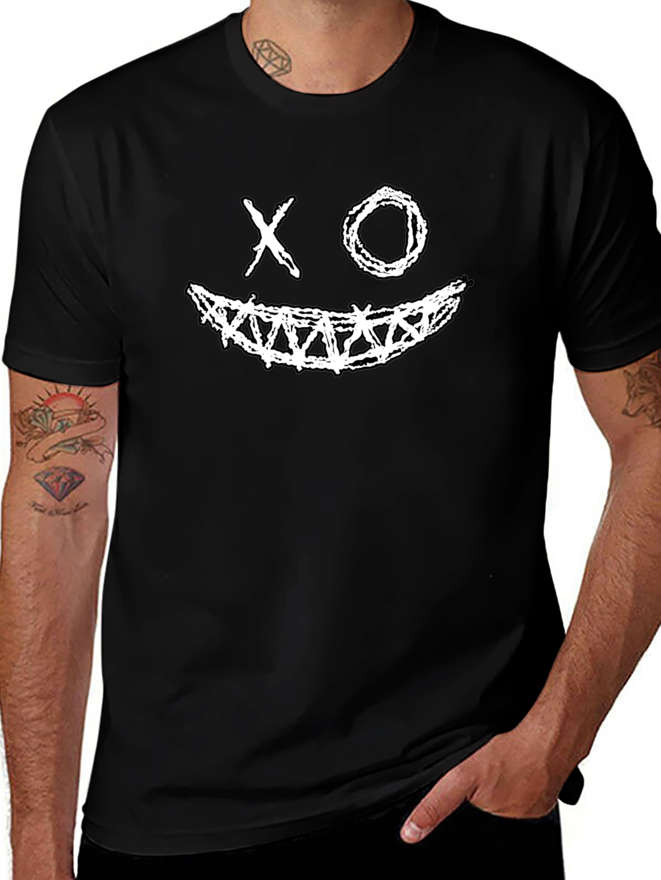 XO Smile Graphic Print Black Tee