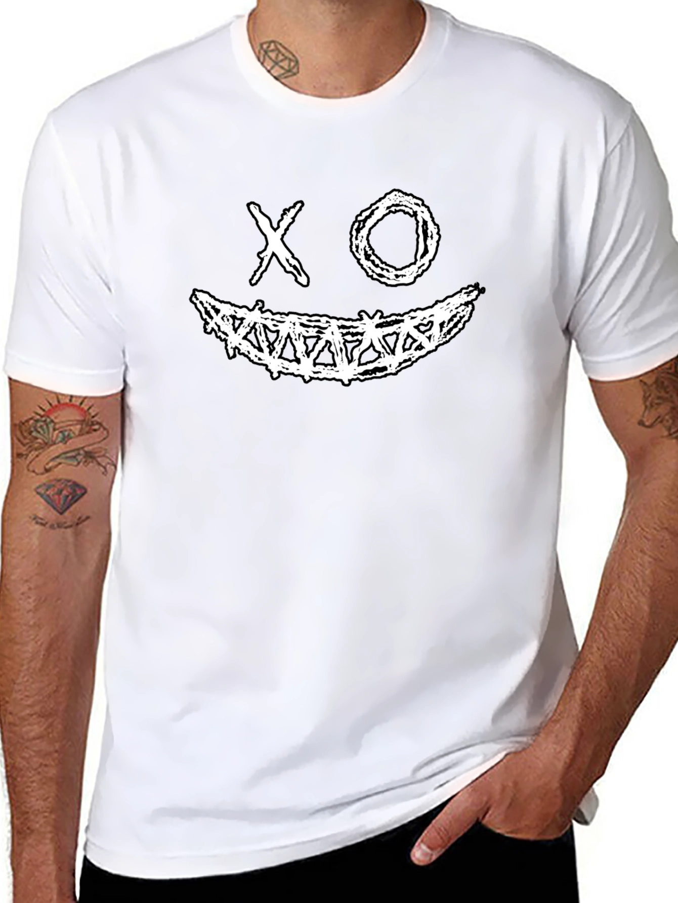XO Smile Graphic Print Black Tee