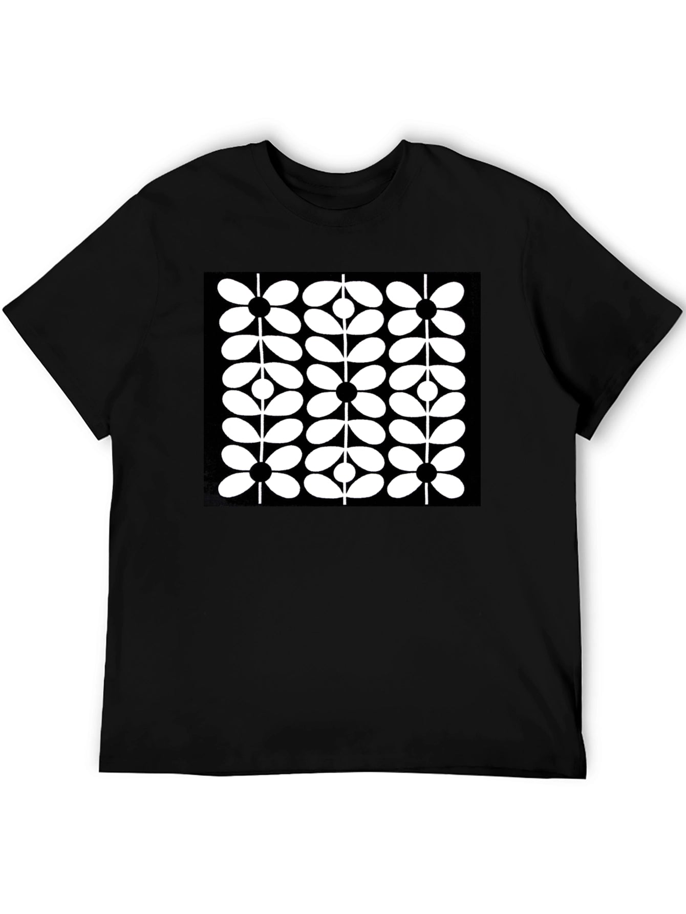 Retro Floral Black T-Shirt - Modern Graphic Tee