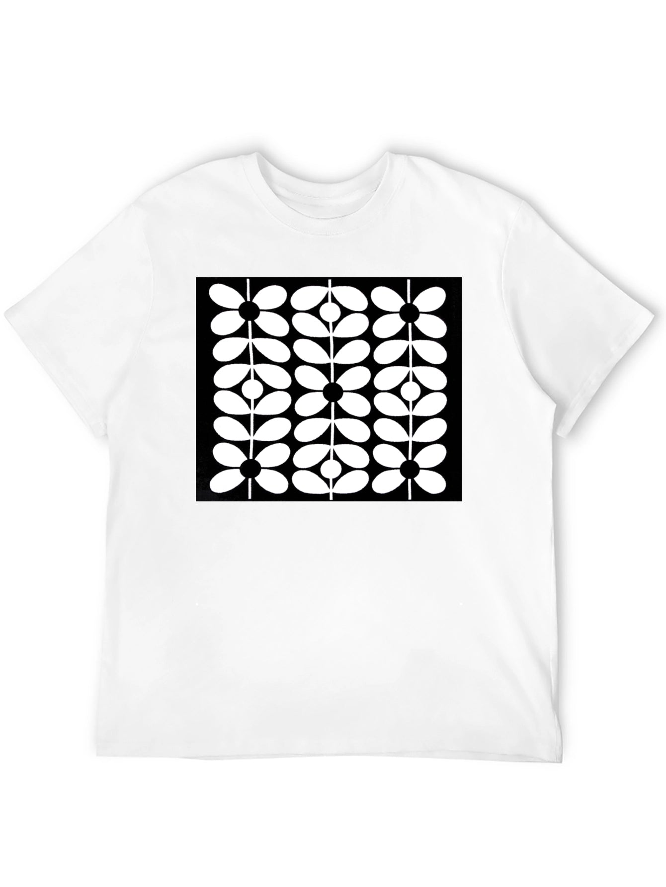 Retro Floral Black T-Shirt - Modern Graphic Tee