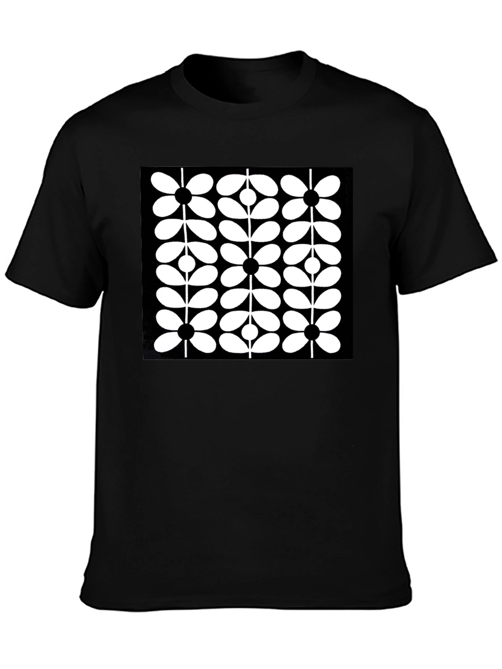Retro Floral Black T-Shirt - Modern Graphic Tee