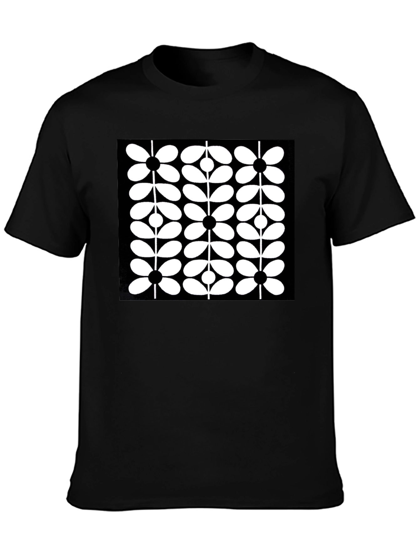 Retro Floral Black T-Shirt - Modern Graphic Tee