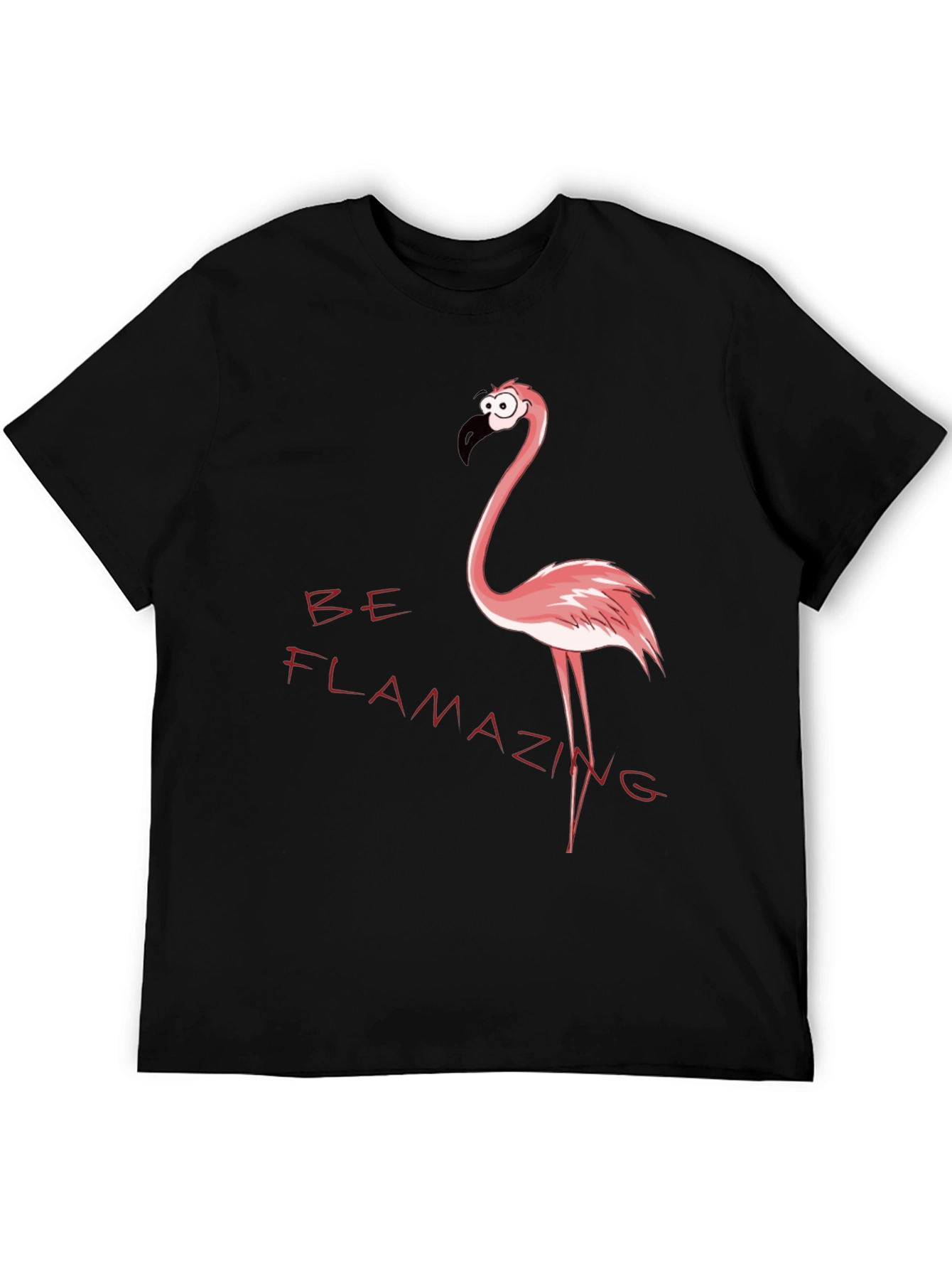 Be Flamazing Cartoon Flamingo Graphic Black T-Shirt