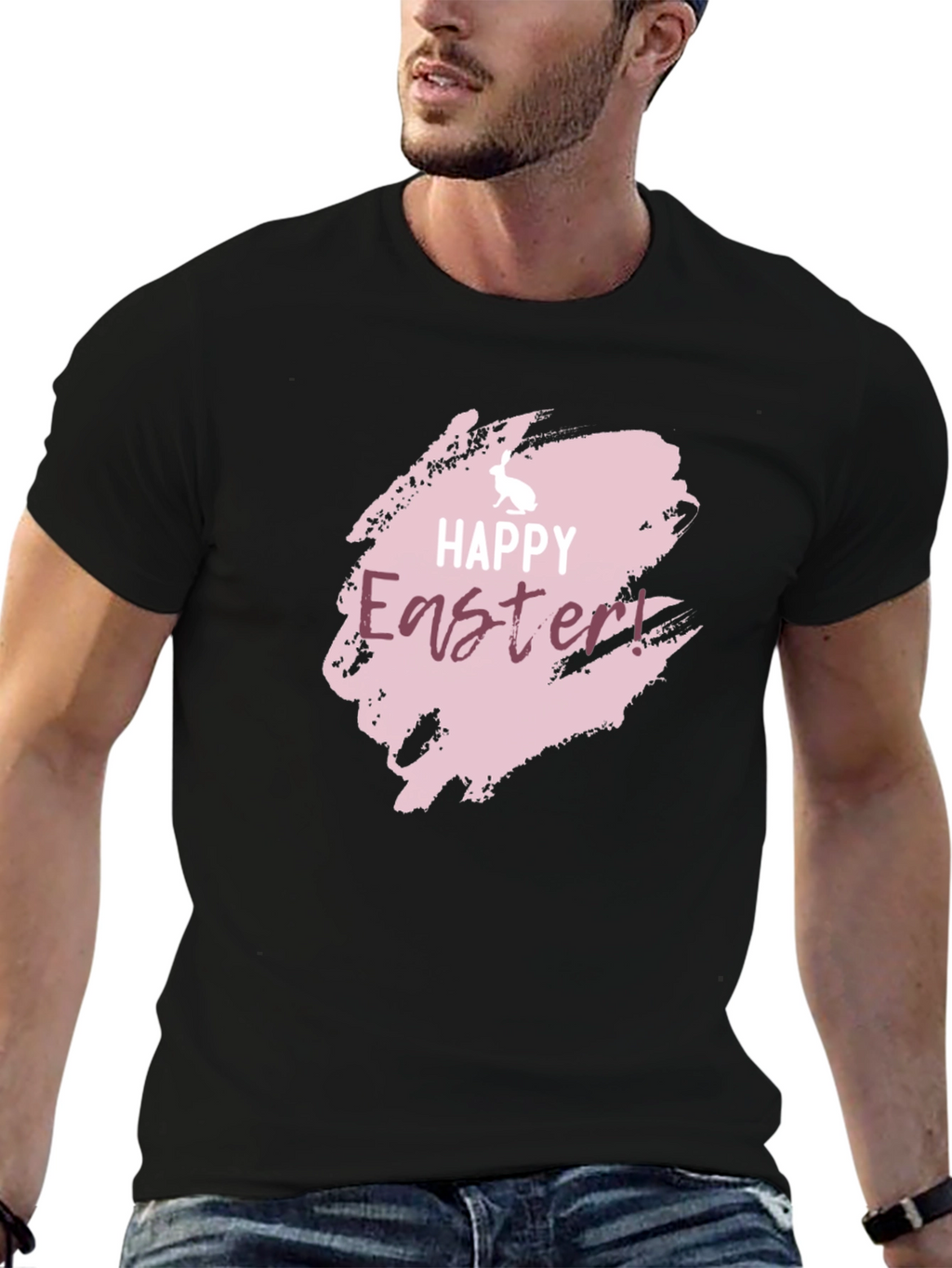 Happy Easter Graphic Black Tee