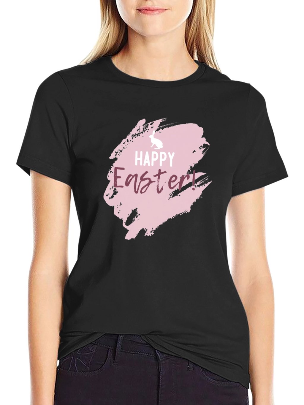 Happy Easter Graphic Black Tee