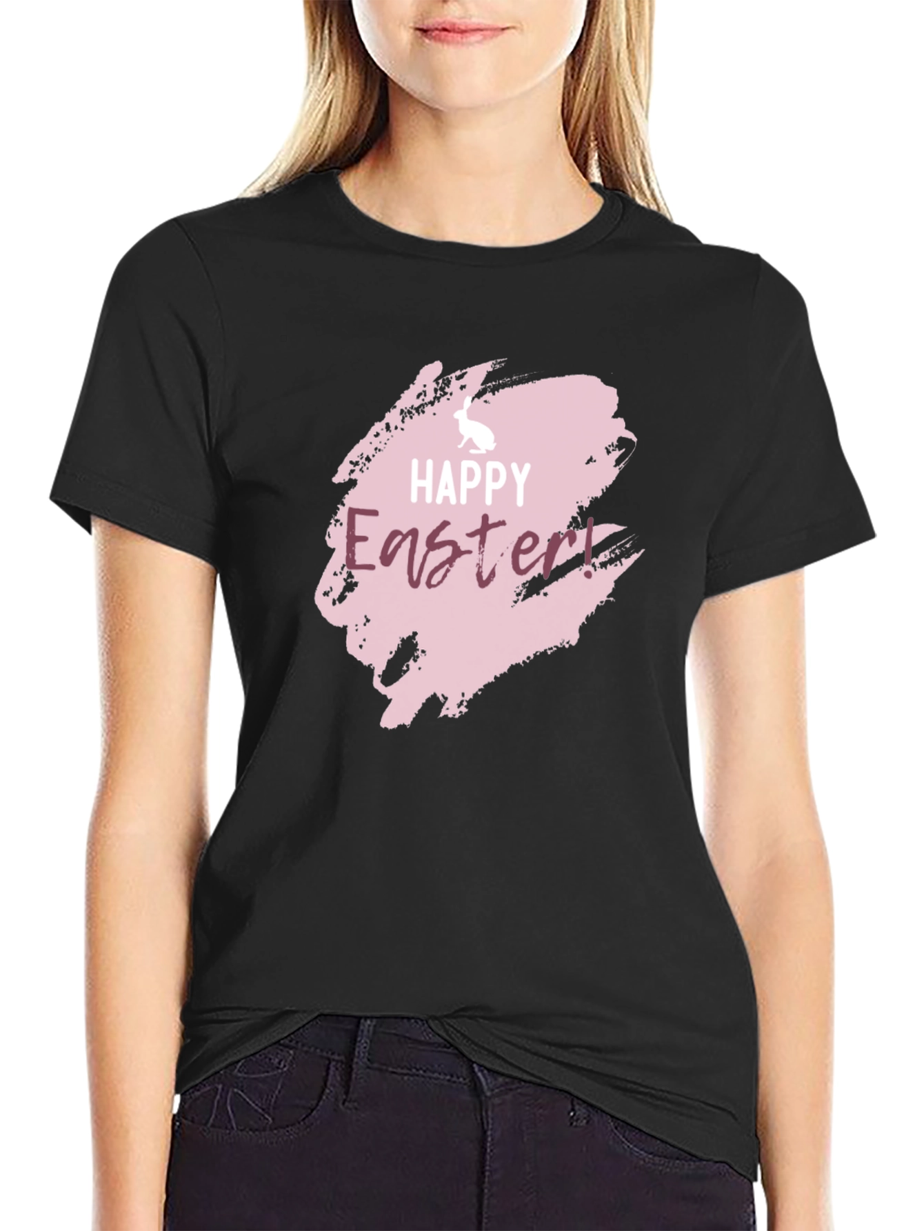 Happy Easter Graphic Black Tee