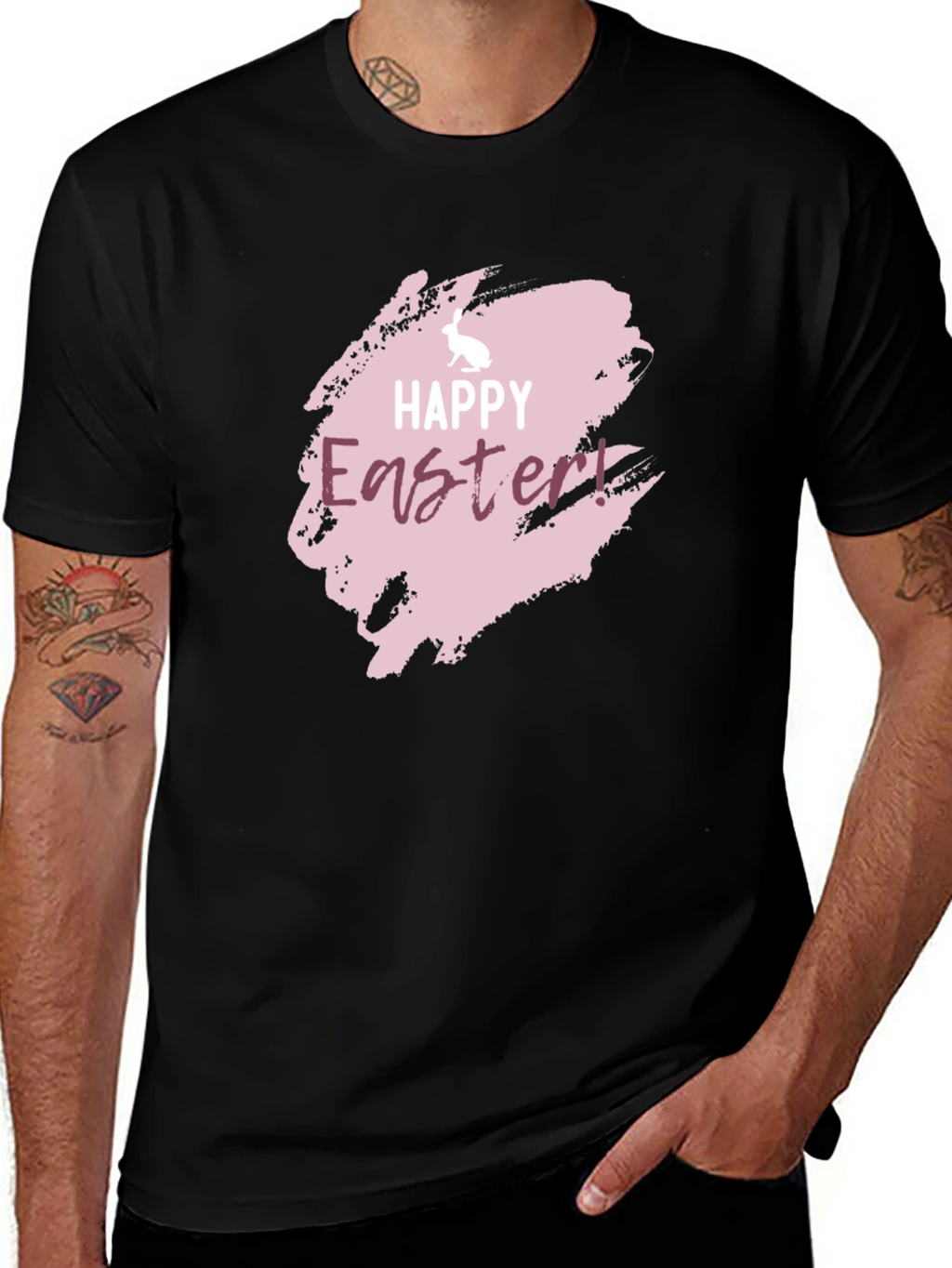 Happy Easter Graphic Black Tee