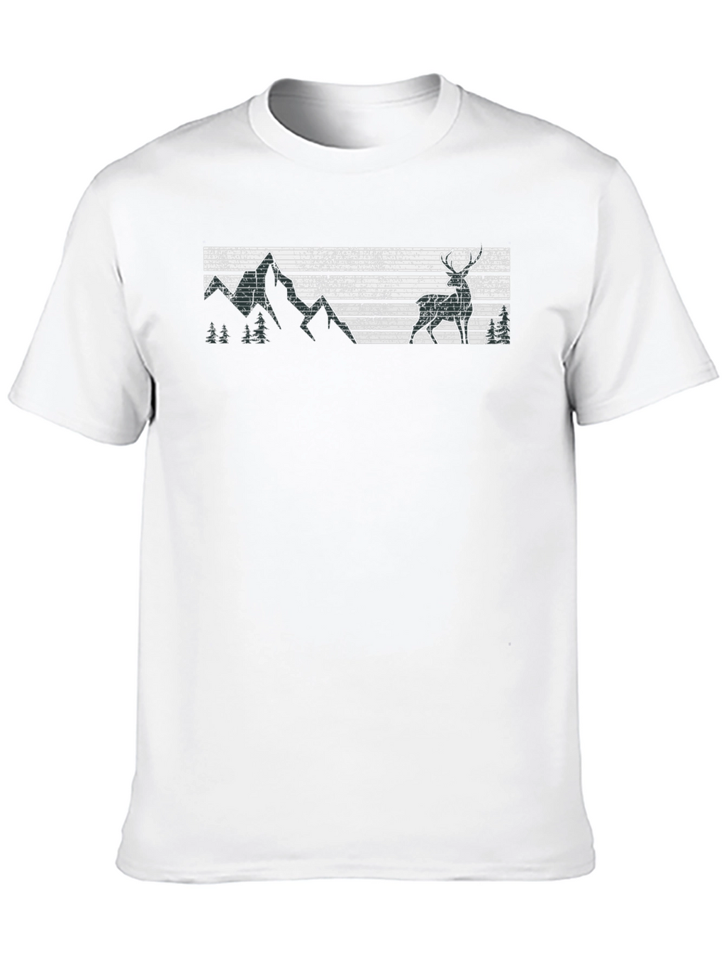 Retro Deer & Mountain Graphic Black T-Shirt