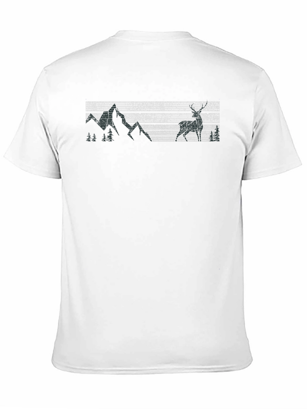 Retro Deer & Mountain Graphic Black T-Shirt
