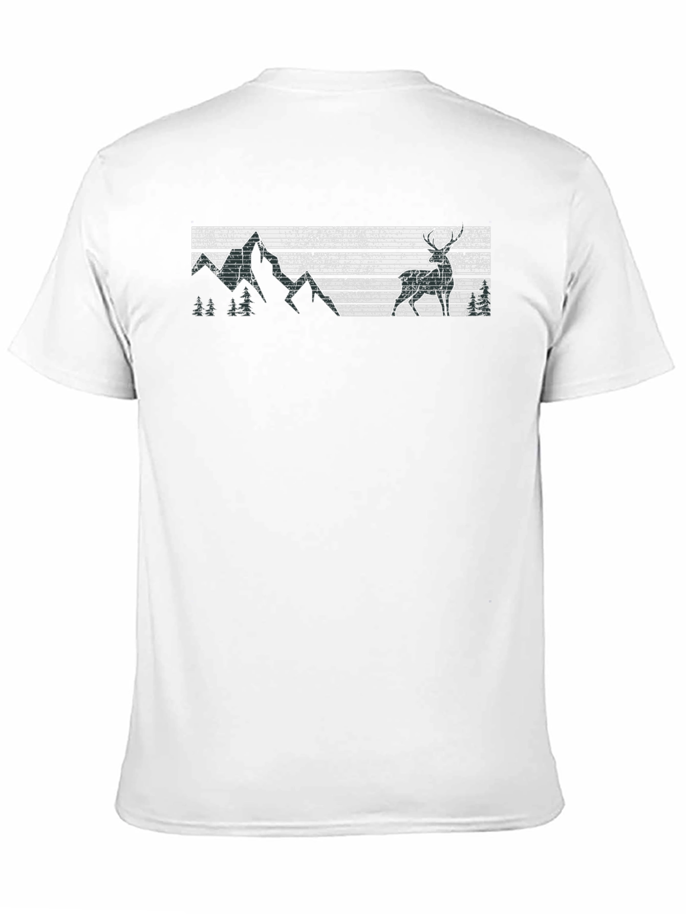 Retro Deer & Mountain Graphic Black T-Shirt