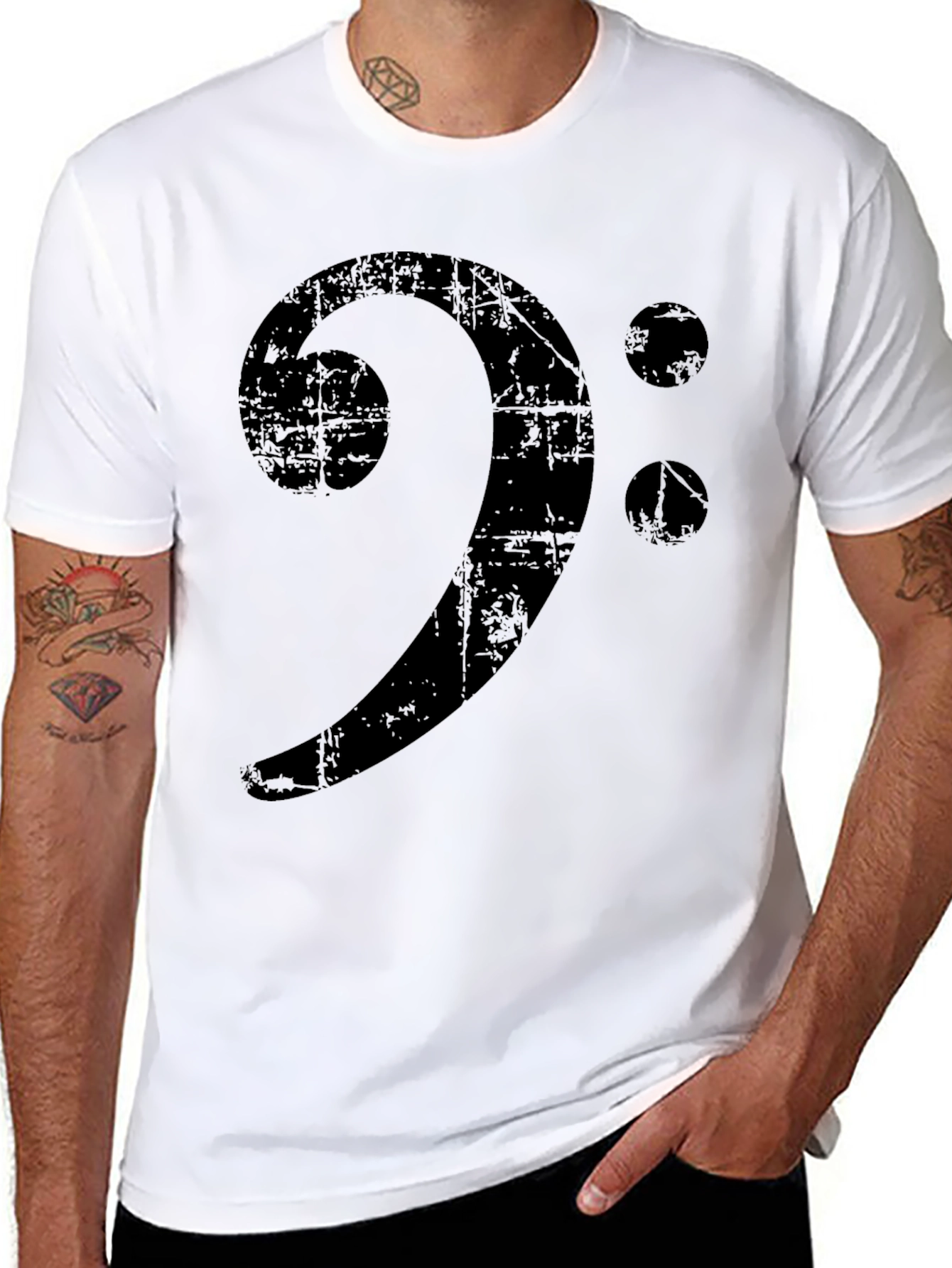 Bass Clef Distressed Graphic Tee