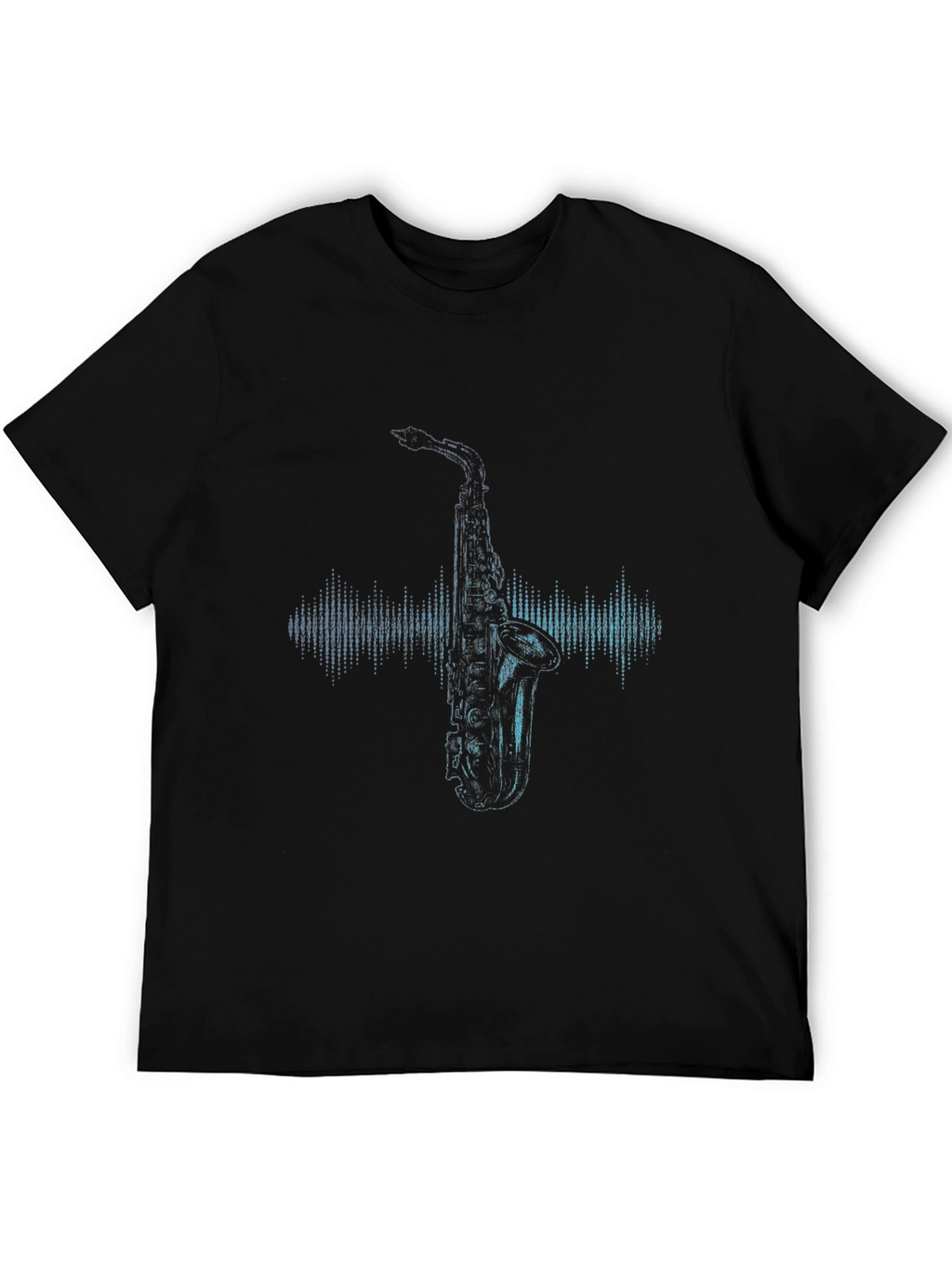 Saxophone Graphic Black Tee - Cool Music Lover Shirt