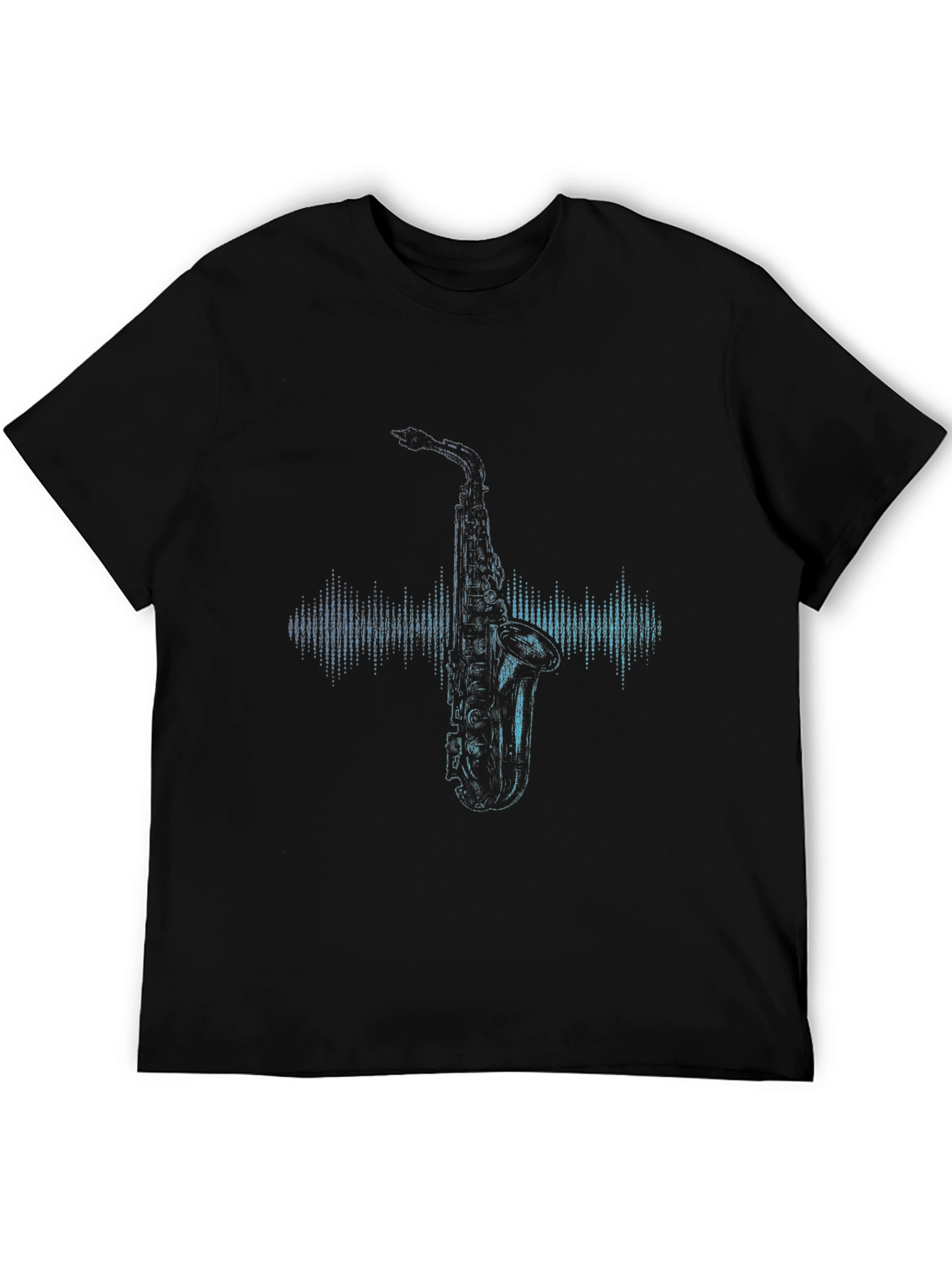 Saxophone Graphic Black Tee - Cool Music Lover Shirt