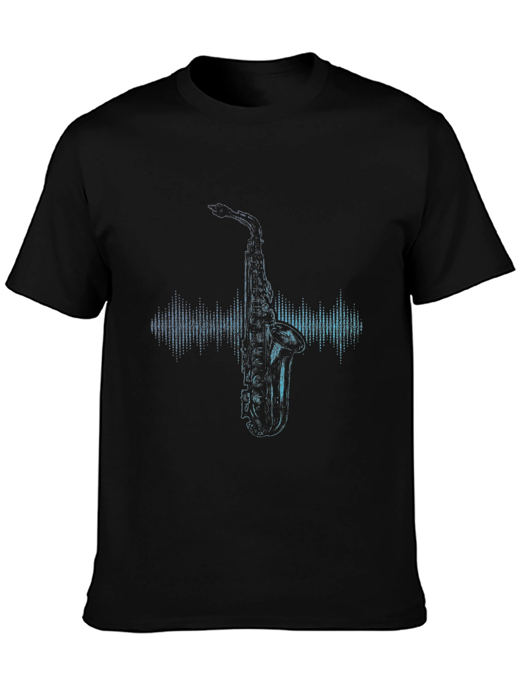 Saxophone Graphic Black Tee - Cool Music Lover Shirt
