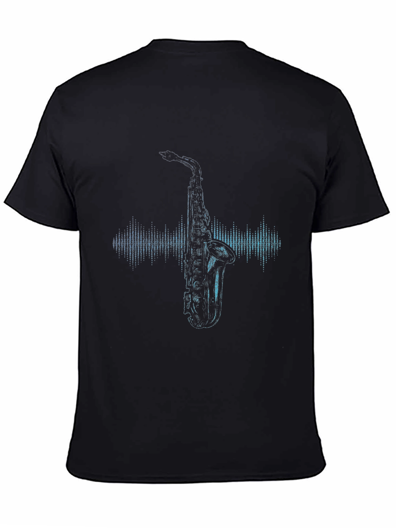 Saxophone Graphic Black Tee - Cool Music Lover Shirt