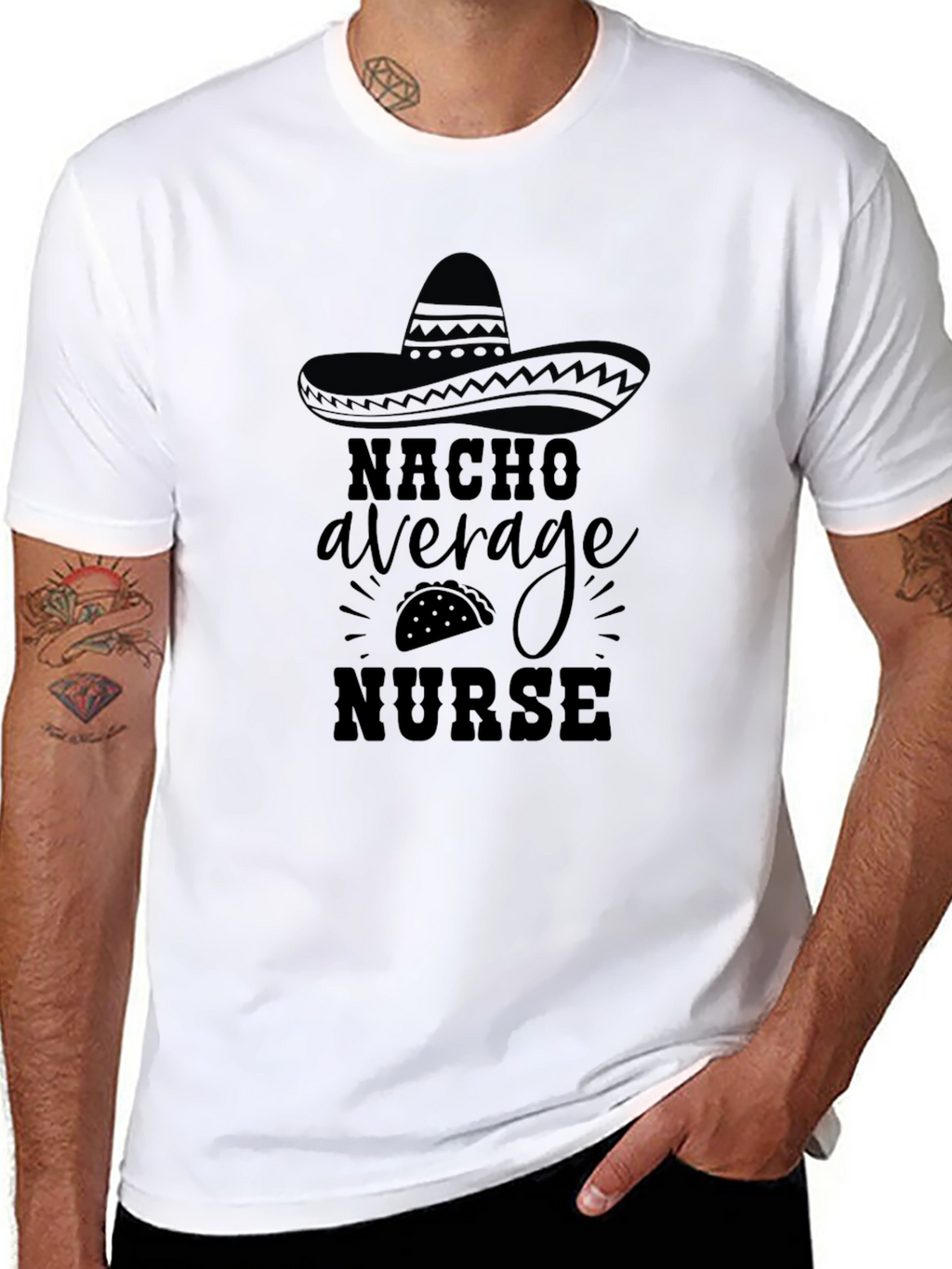 Nacho Average Nurse Graphic Tee - Black