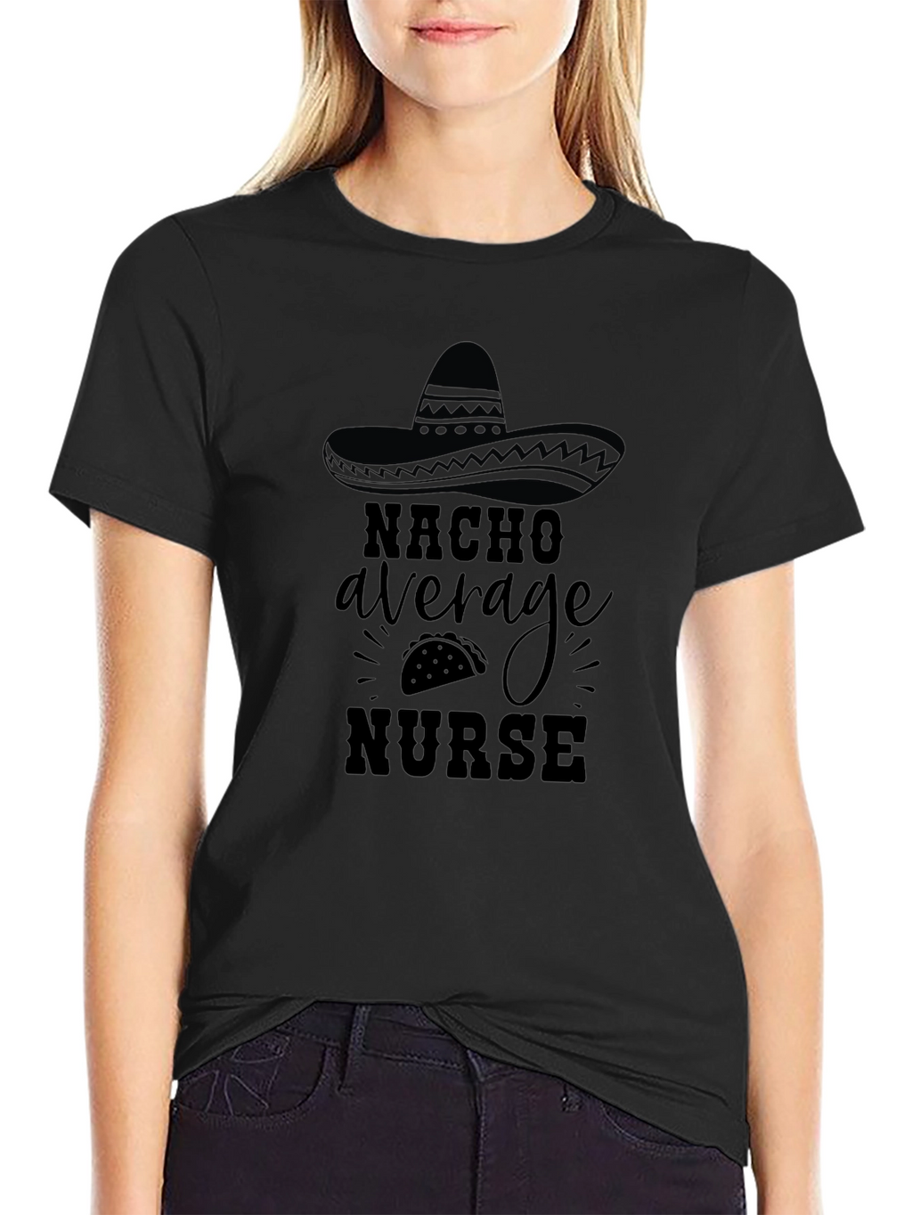 Nacho Average Nurse Graphic Tee - Black