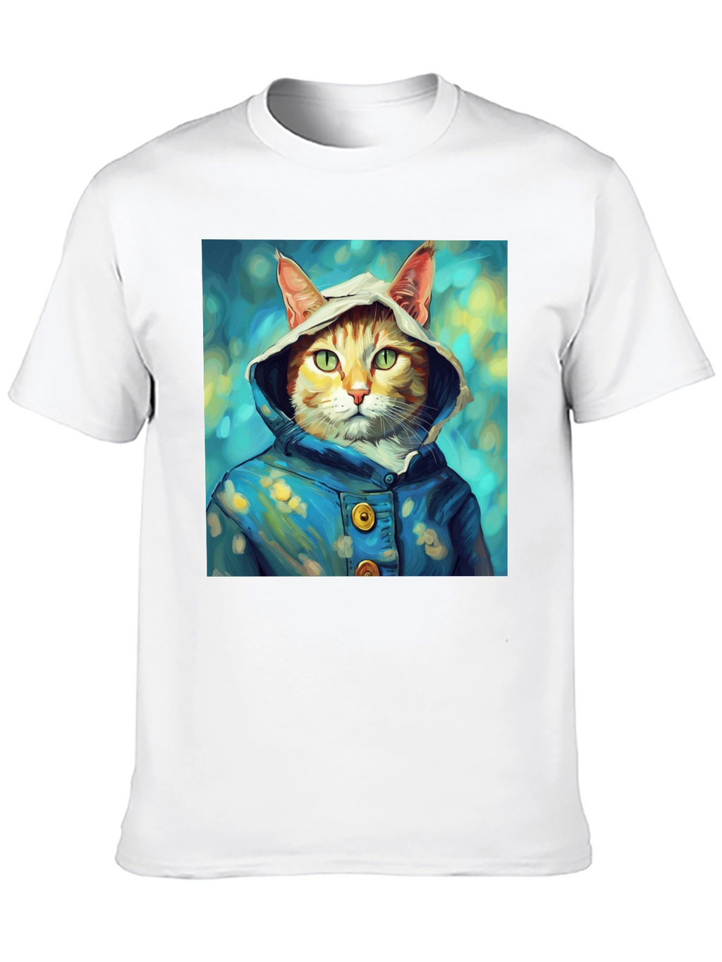 Cat in Hoodie T-Shirt - Artistic Portrait Tee