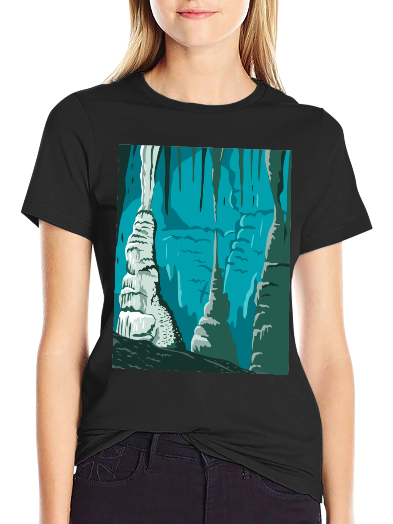Cave Illustration Graphic T-Shirt