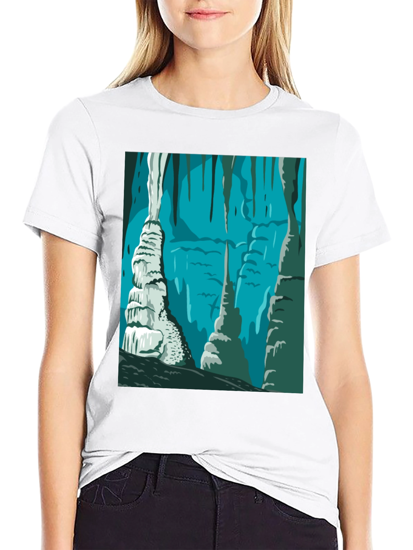Cave Illustration Graphic T-Shirt