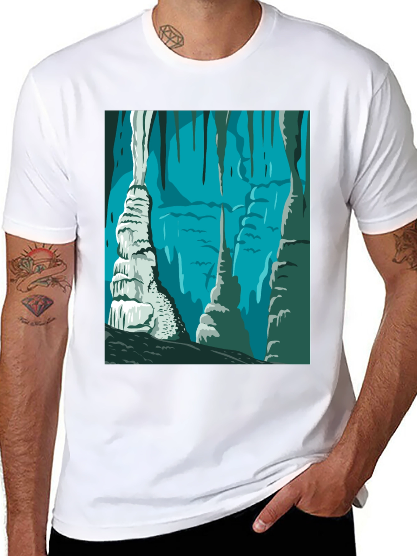 Cave Illustration Graphic T-Shirt