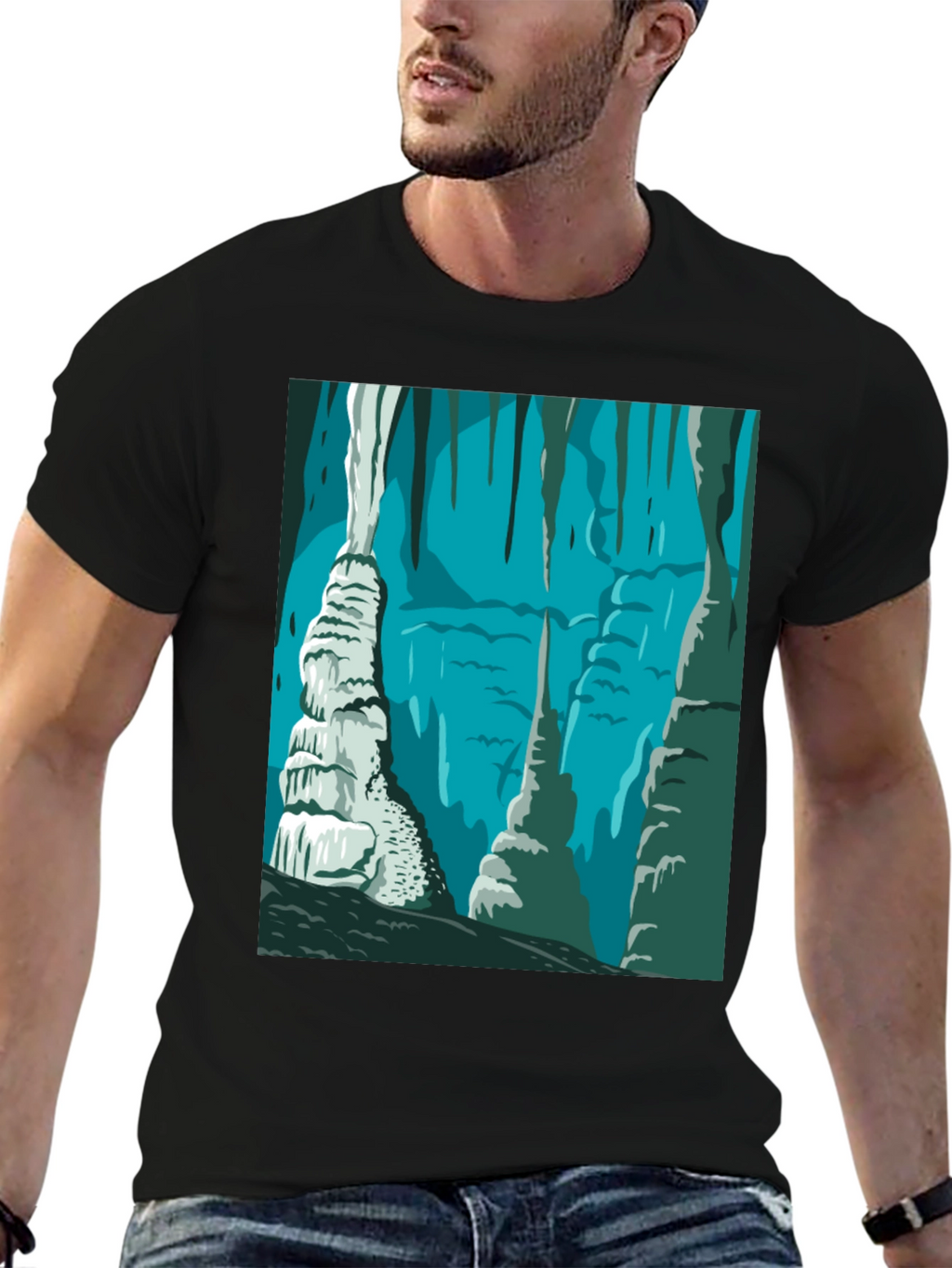 Cave Illustration Graphic T-Shirt