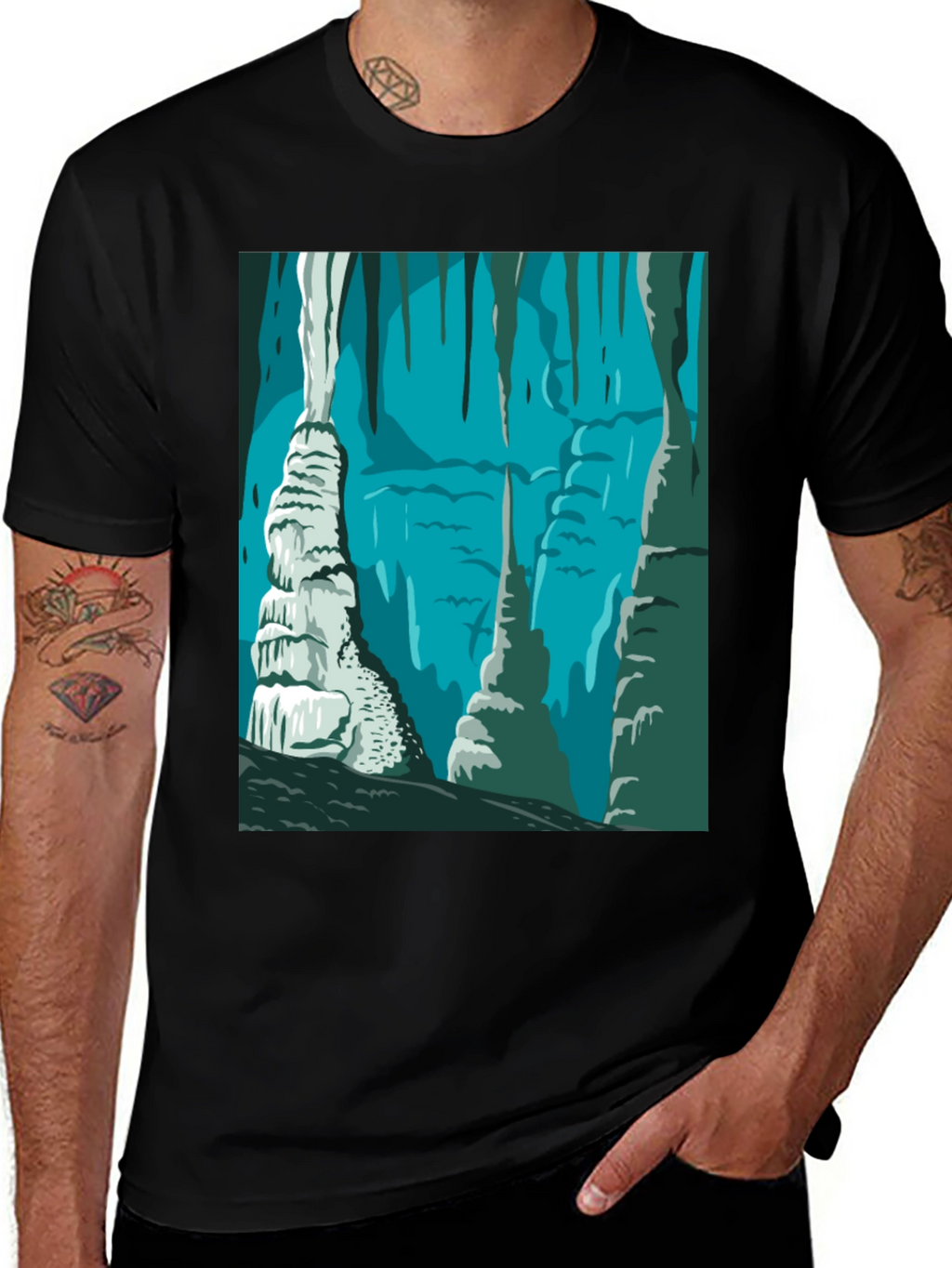 Cave Illustration Graphic T-Shirt
