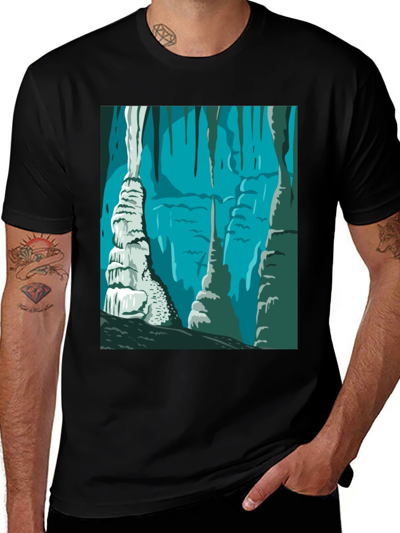 Cave Illustration Graphic T-Shirt