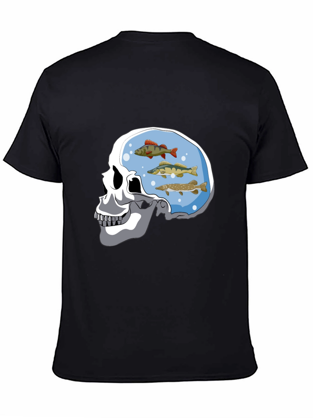 Skull Fish Brain Black Graphic Tee