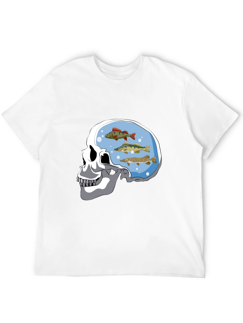 Skull Fish Brain Black Graphic Tee