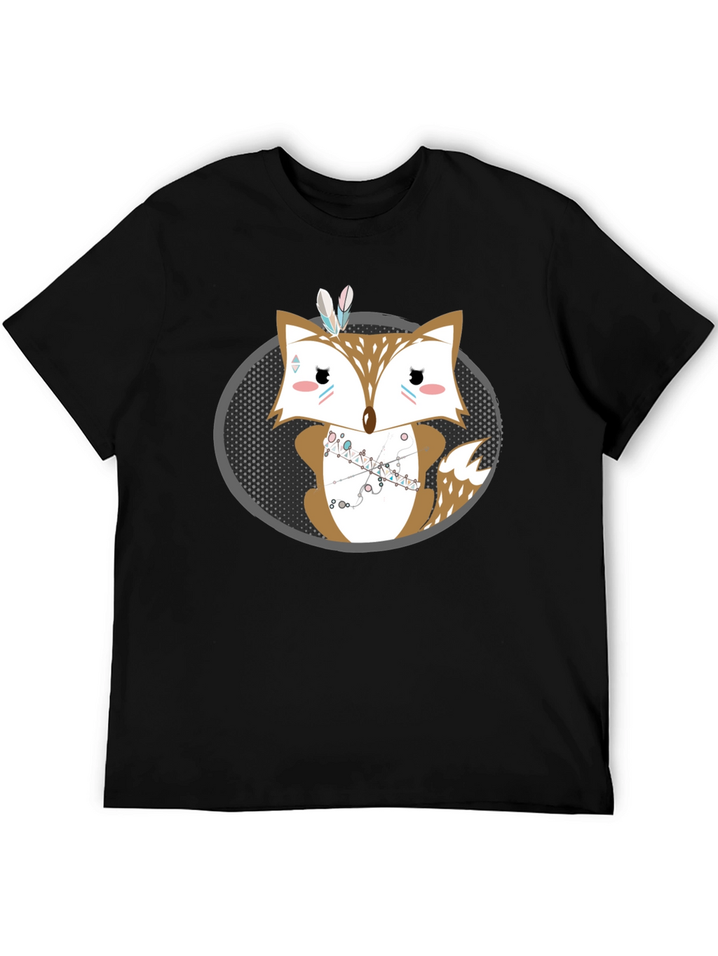 Cute Cartoon Fox Graphic Print Mens Tee